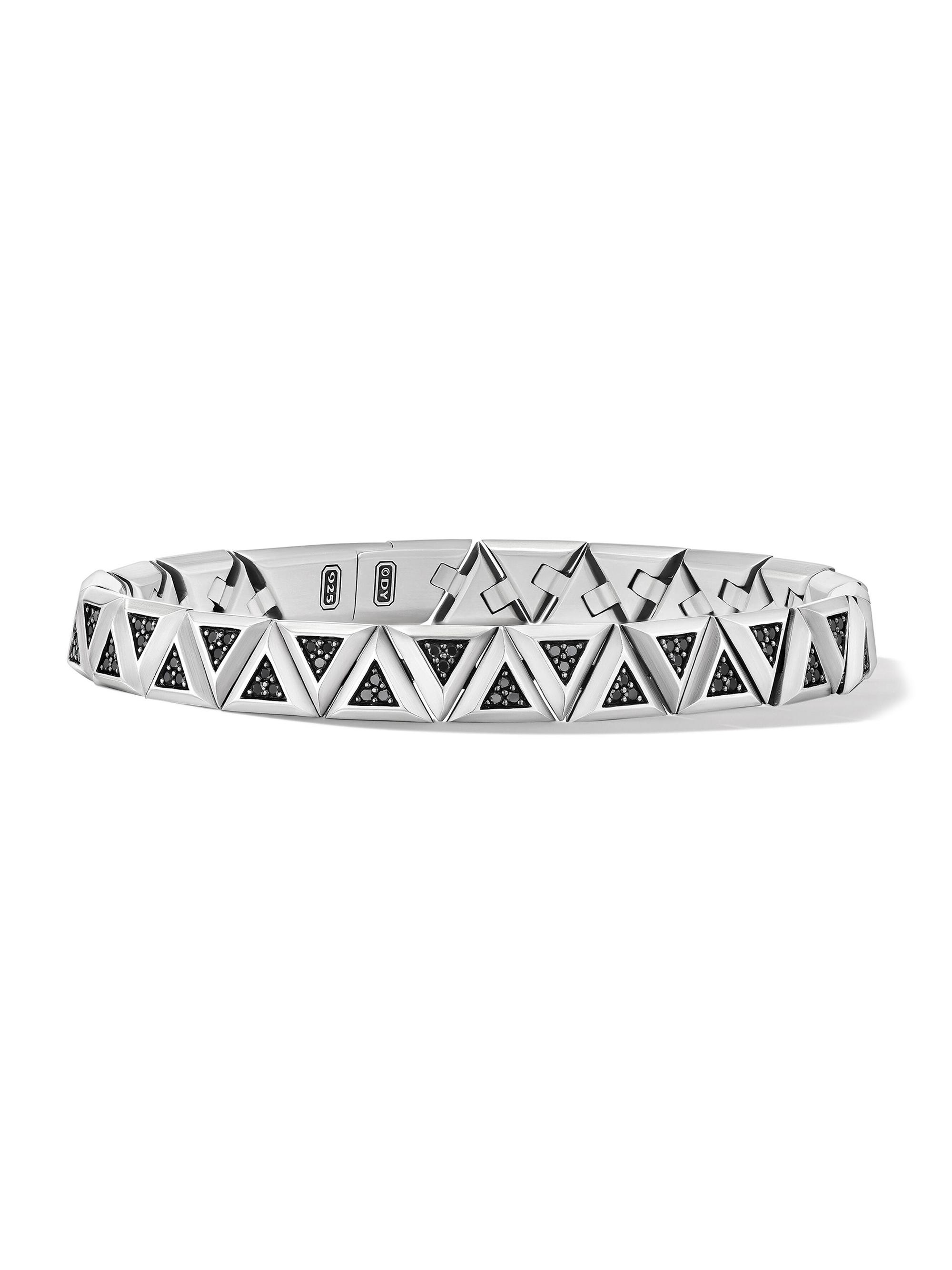 David Yurman Men's Faceted Link Triangle Bracelet in Sterling Silver - Black Diamond