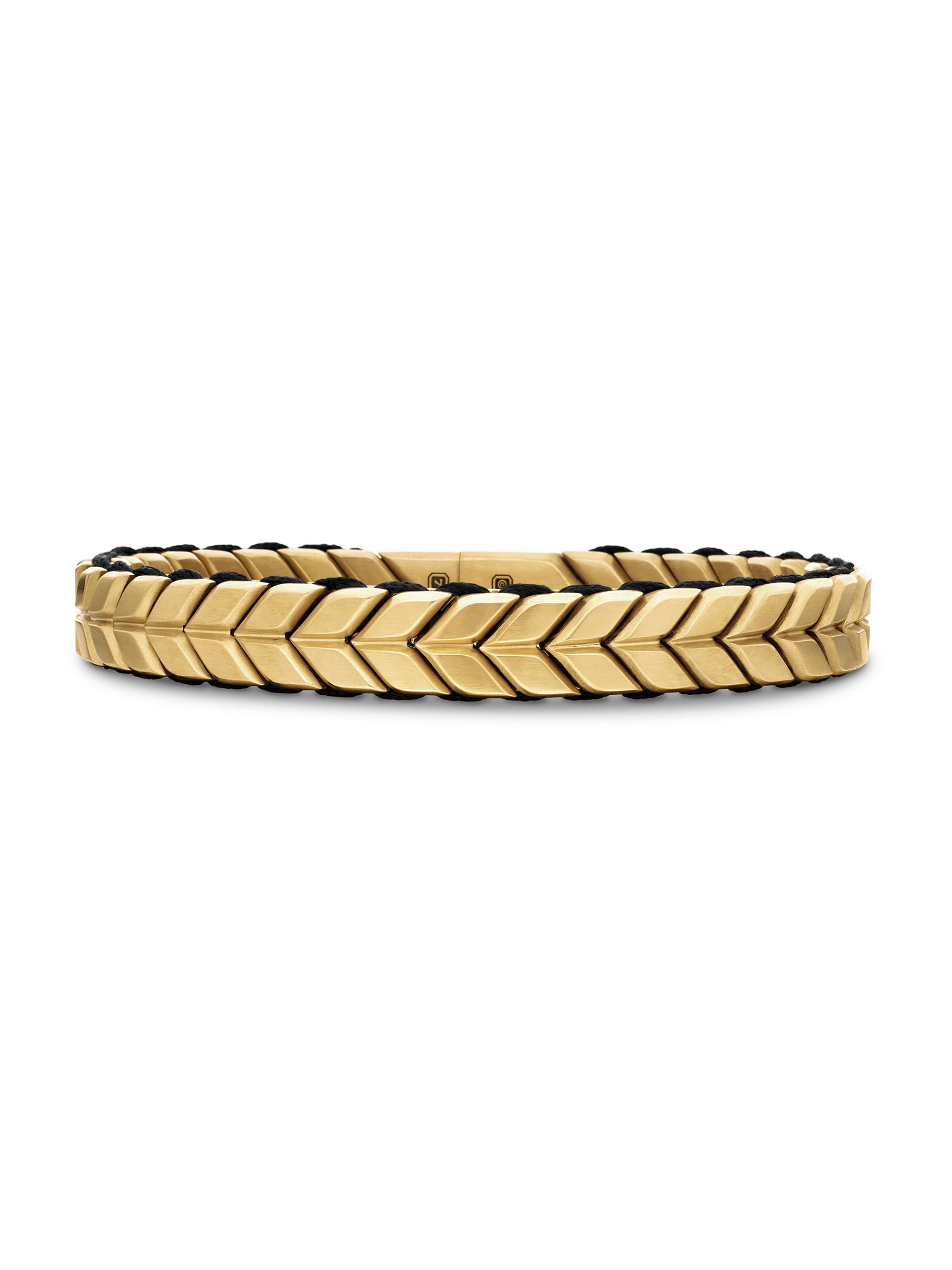 David Yurman Men's Chevron Woven Bracelet in 18K Yellow Gold, 9MM - Black Gold