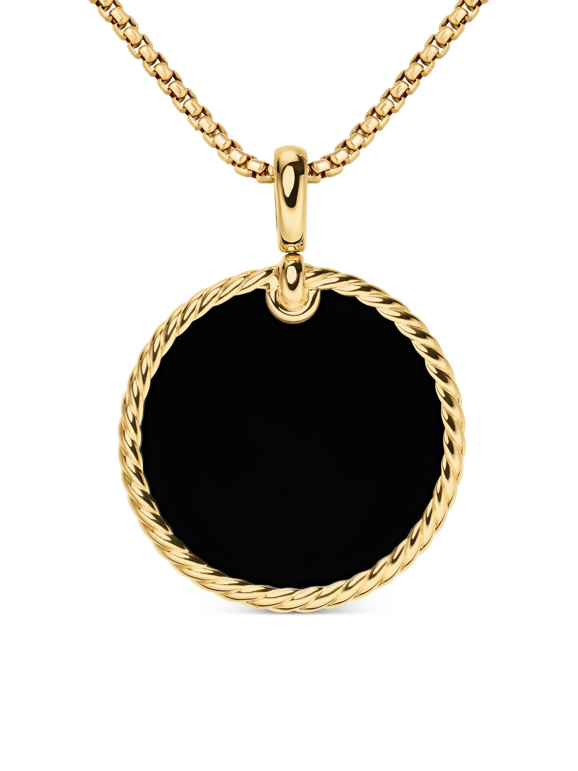 David Yurman Women's DY Elements Disc Pendant in 18K Yellow Gold - Black Onyx