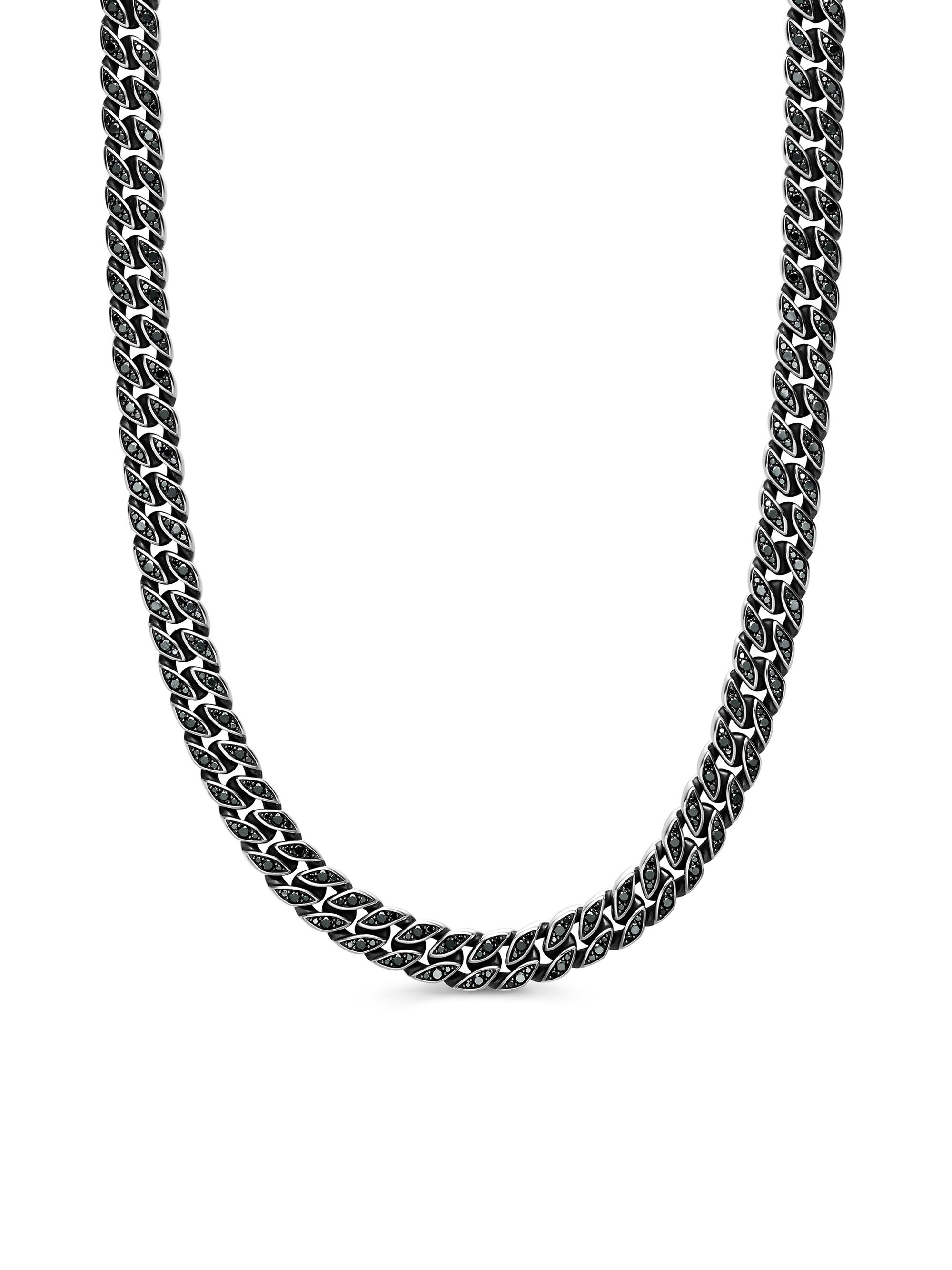 David Yurman Men's Curb Chain Necklace in Sterling Silver, 11.5MM - Black Diamond