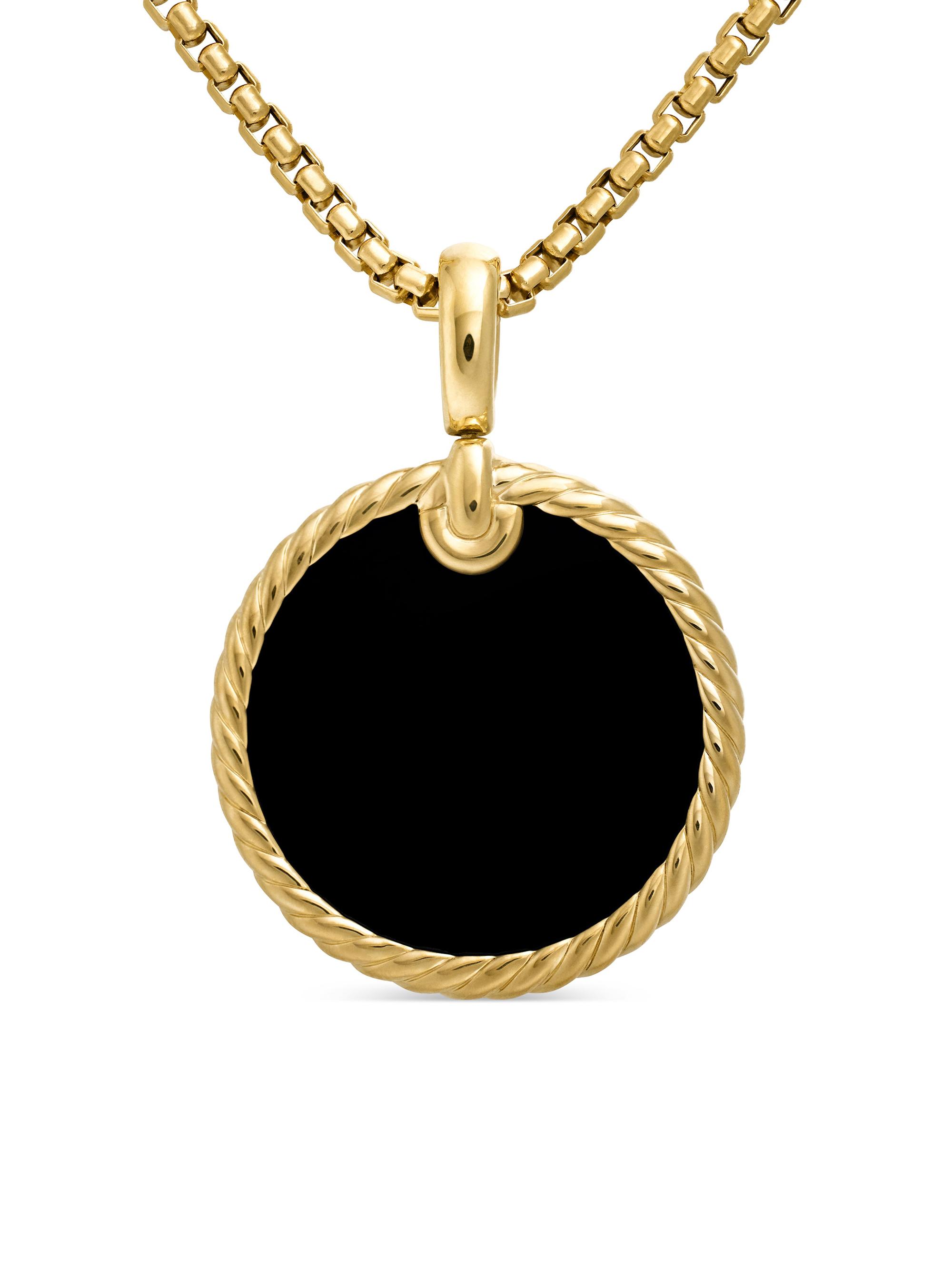 David Yurman Women's DY Elements Disc Pendant in 18K Yellow Gold - Black Onyx