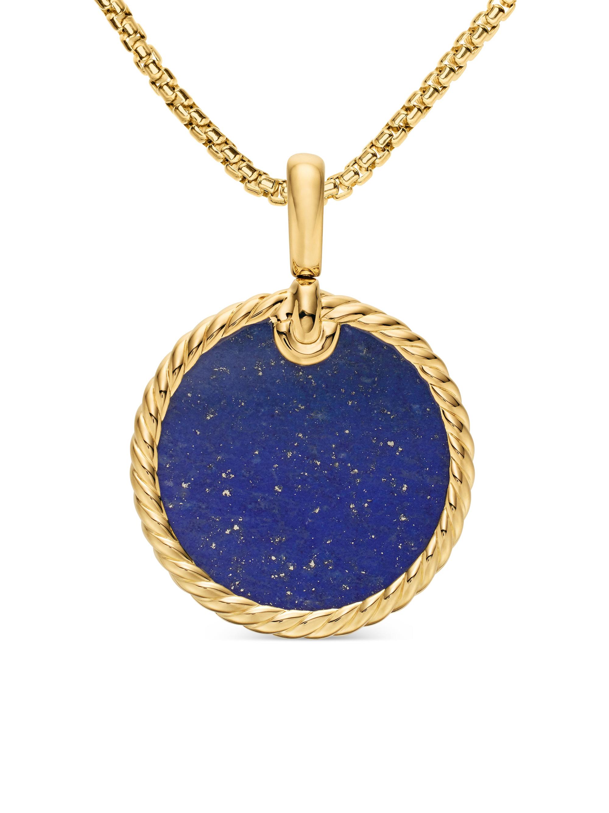 David Yurman Women's DY Elements Disc Pendant in 18K Yellow Gold - Lapis Lazuli