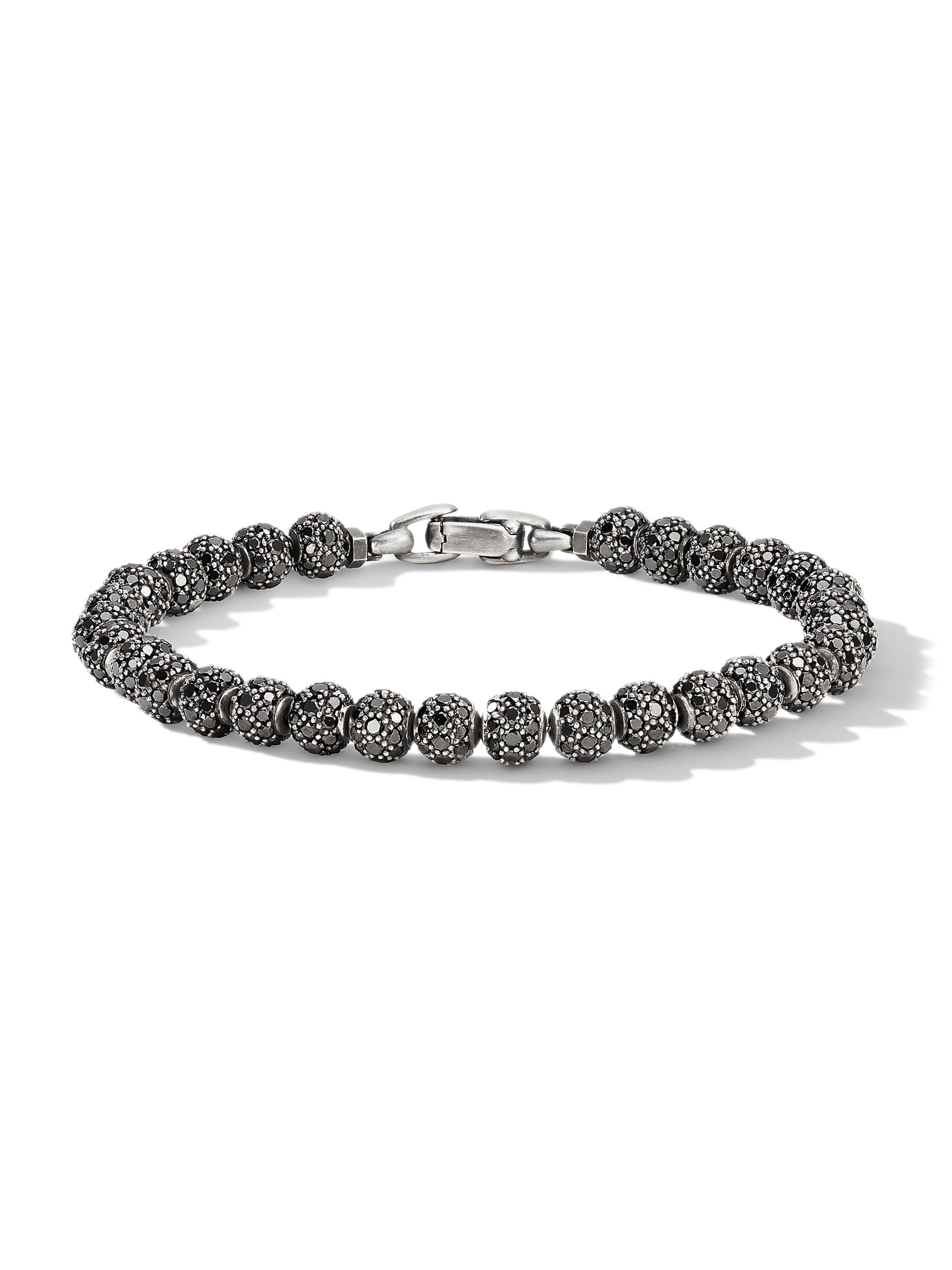 David Yurman Men's Spiritual Beads Bracelet in Sterling Silver - Black Diamond