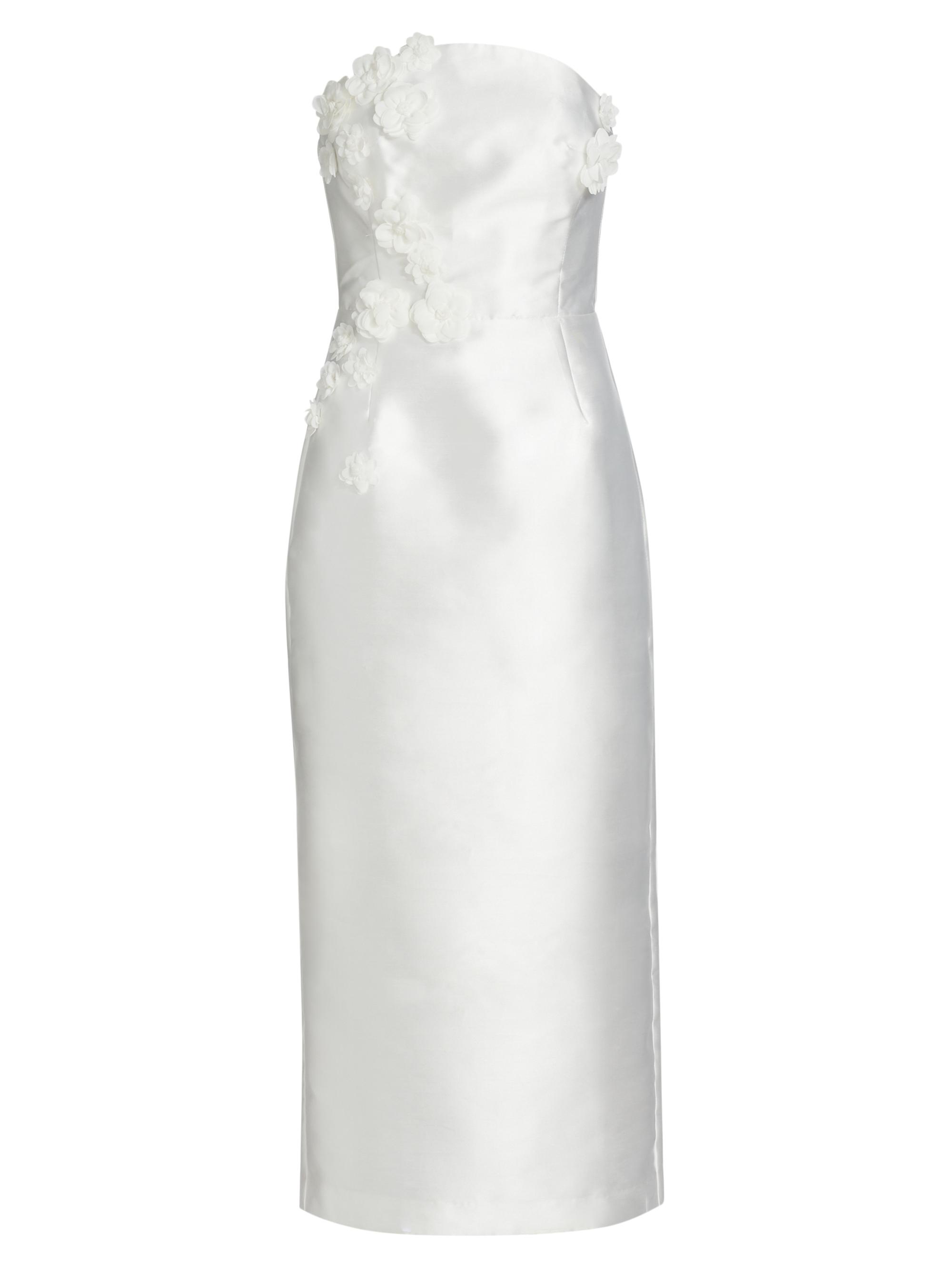 As It May Serefina Satin Strapless Appliqu Midi-Dress | Saks Fifth Avenue