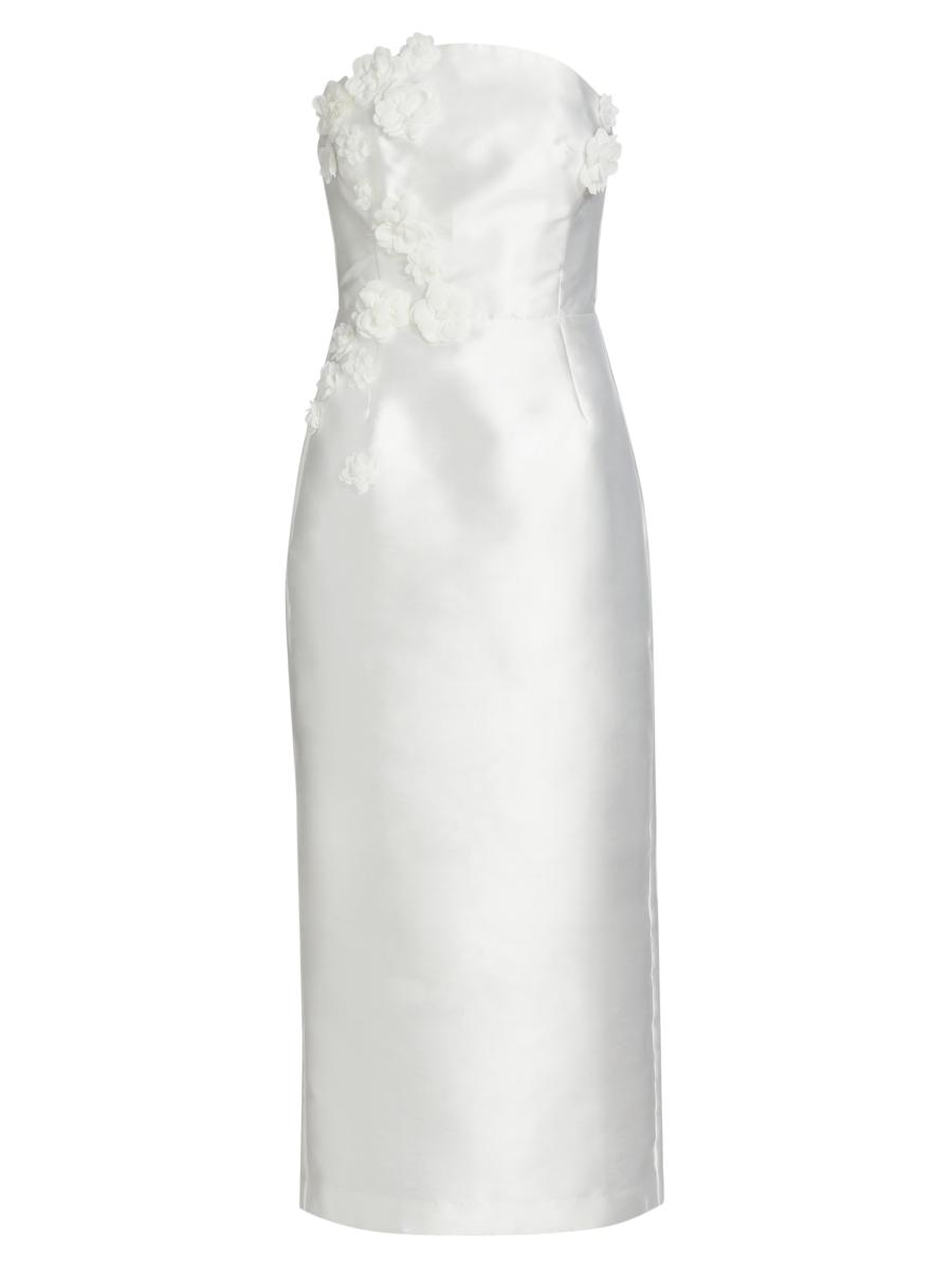 As It May Serefina Satin Strapless Appliqué Midi-Dress | Saks
