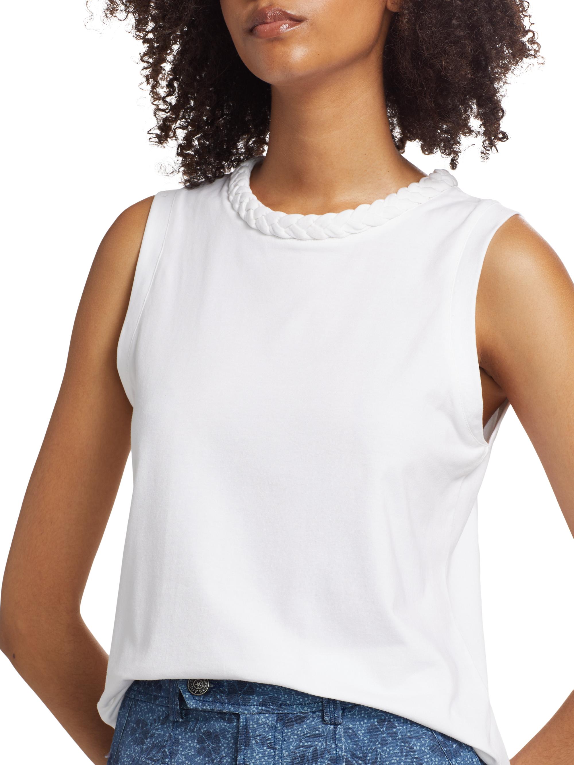 Cinq à Sept Stretch-Cotton Braided Tank | Saks Fifth Avenue