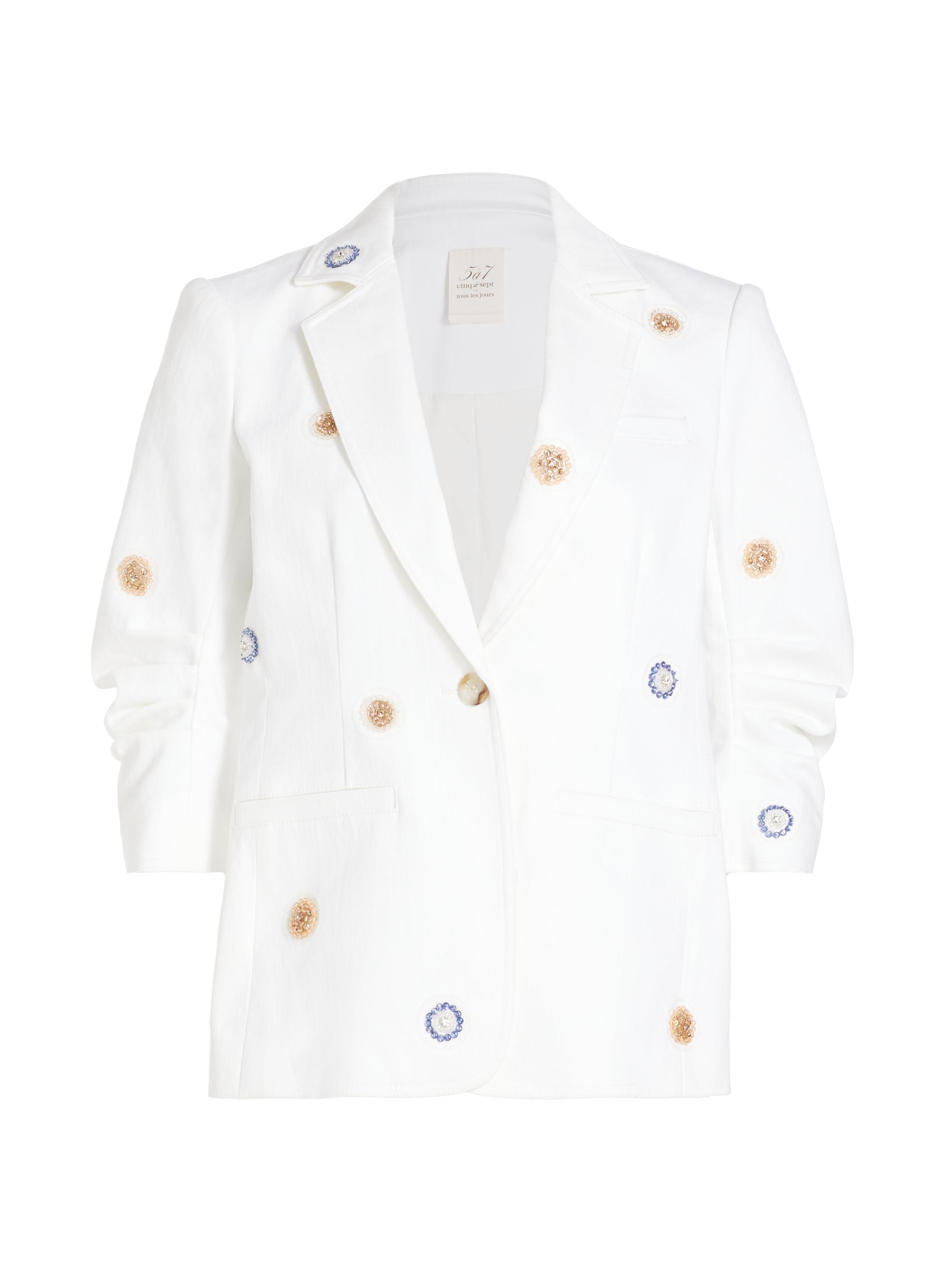 CINQ A SEPT Women's Khloe Ditsy Dots Embroidered Denim Blazer - White