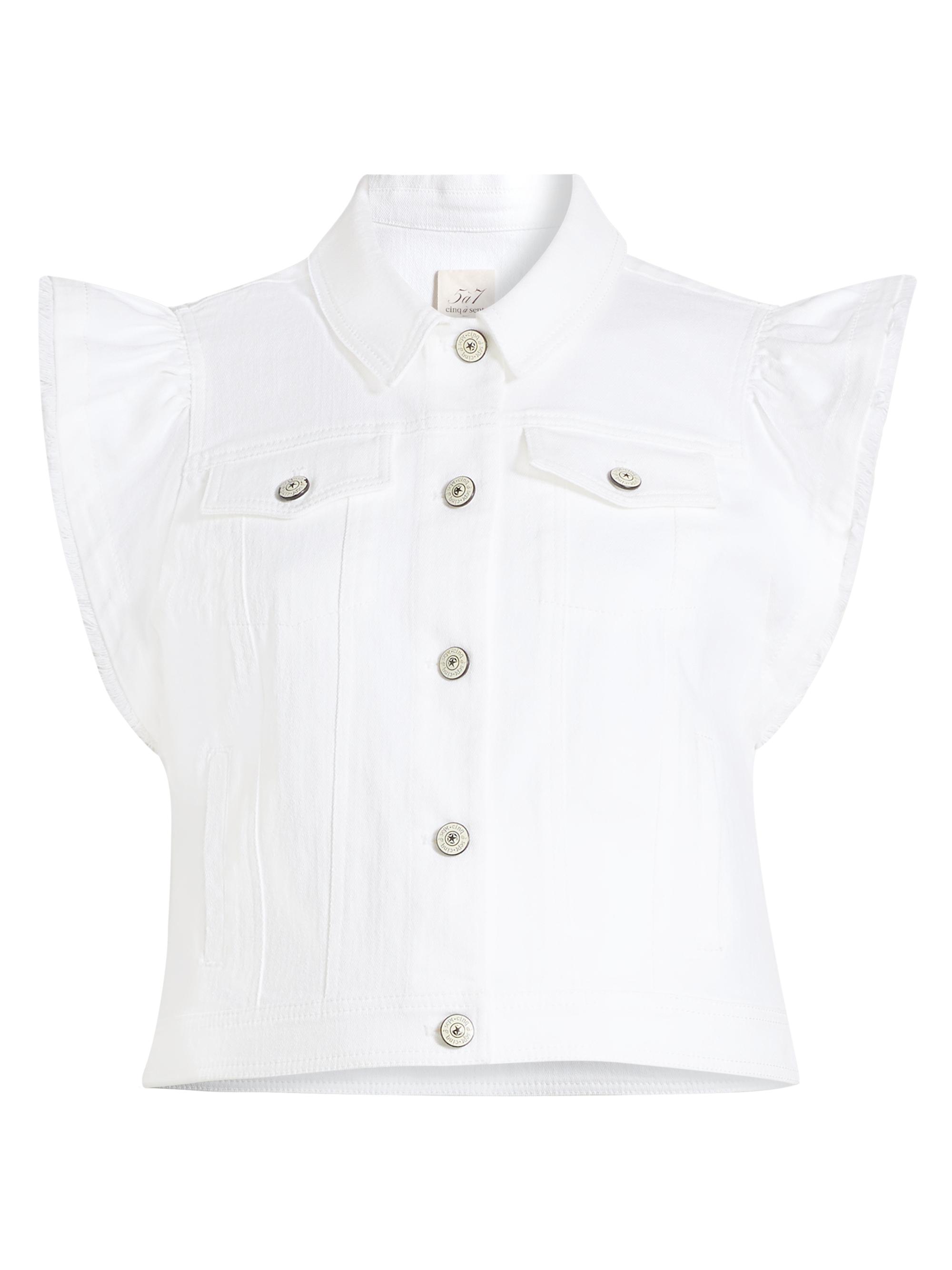 CINQ A SEPT Women's Adley Denim Crop Vest - White
