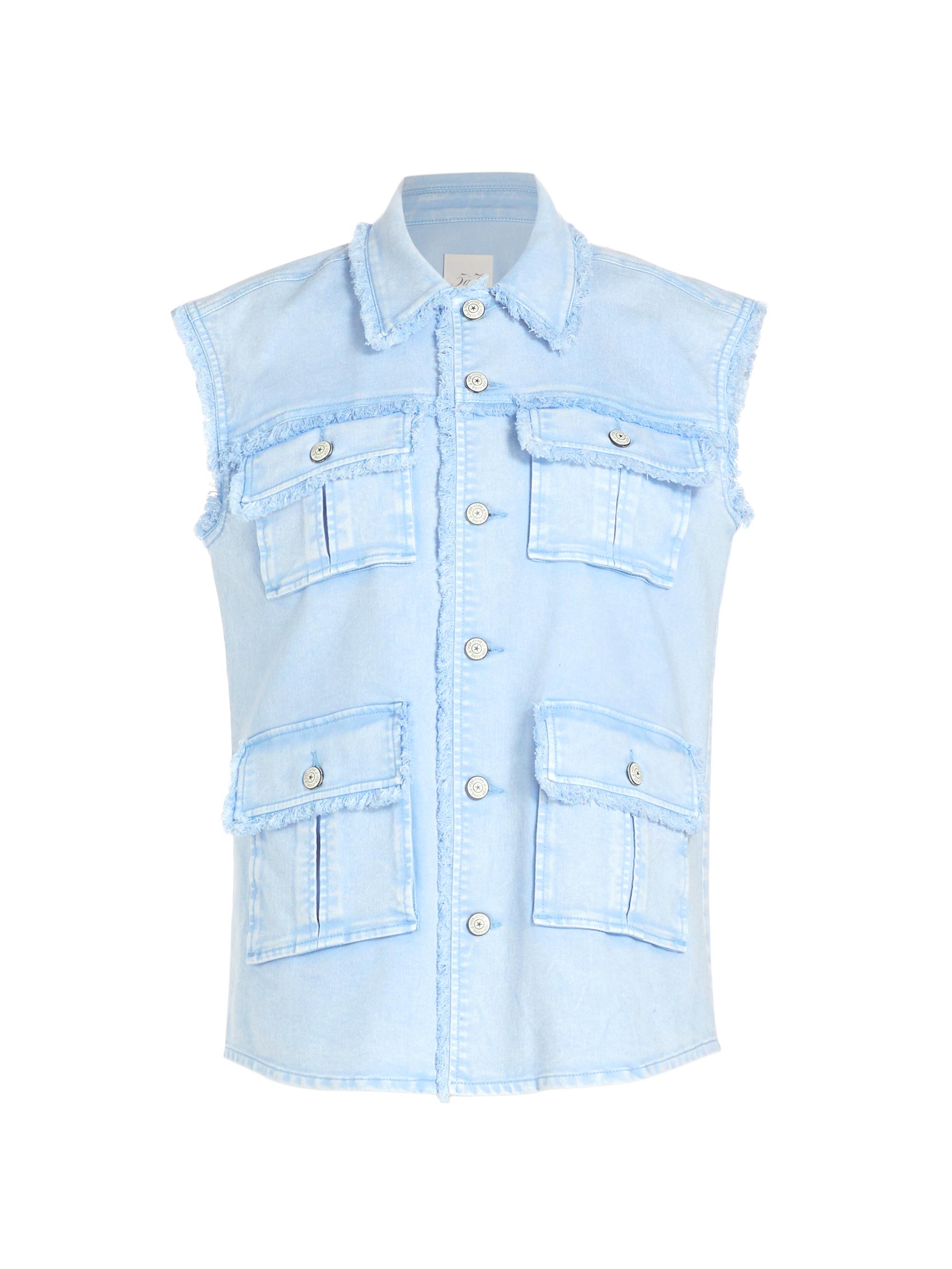 CINQ A SEPT Women's Vera Twill Sleeveless Utility Jacket - Skylight