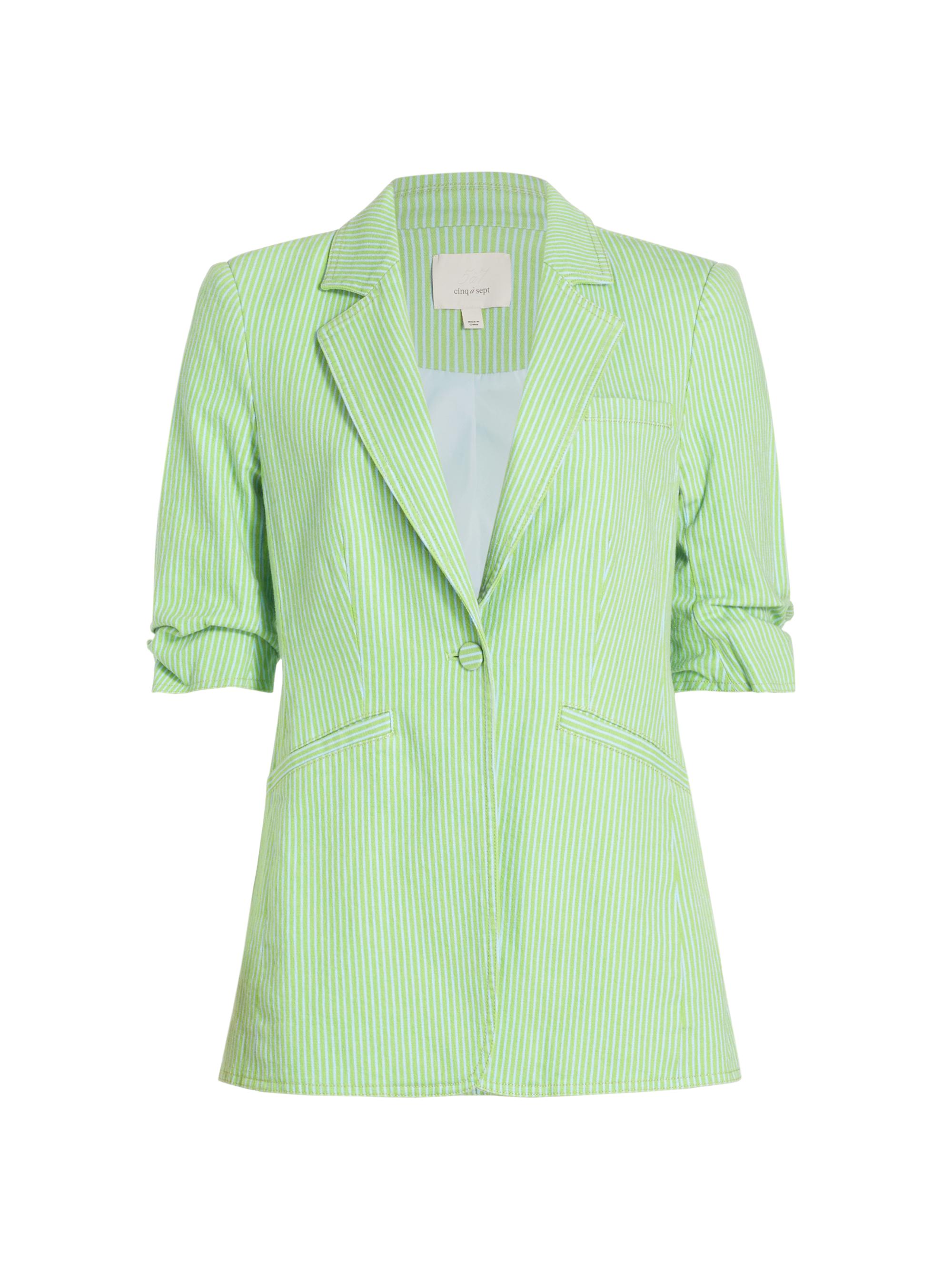 CINQ A SEPT Women's Khloe Striped Stretch Denim Blazer - Lush Meadow Skylight