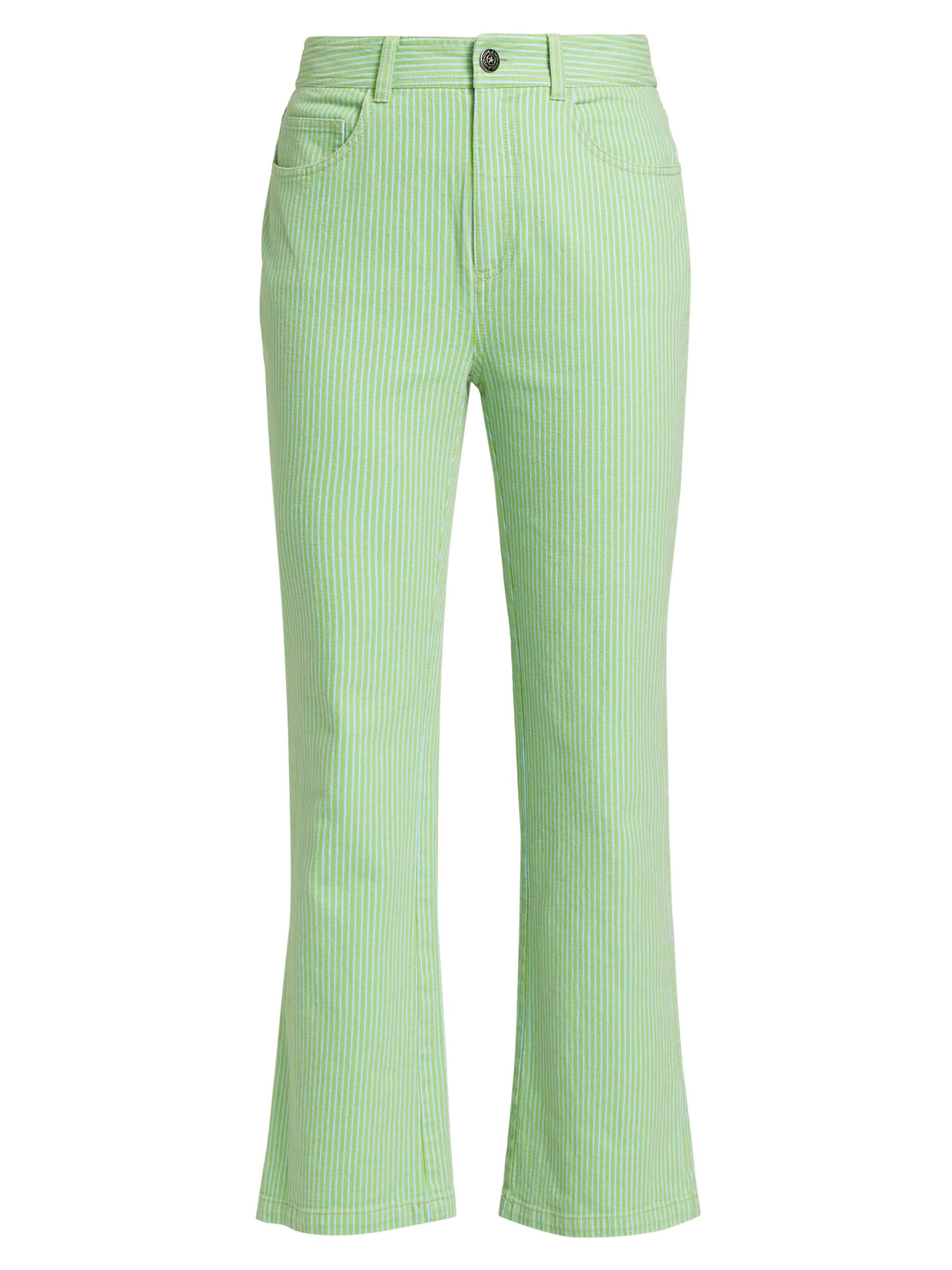 CINQ A SEPT Women's Aubrey Stripe Stretch Straight-Leg Crop Jeans - Lush Meadow Skylight