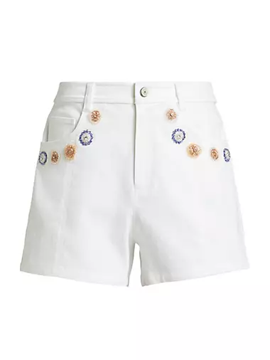 Brea Ditsy Dots Embroidered Denim Shorts