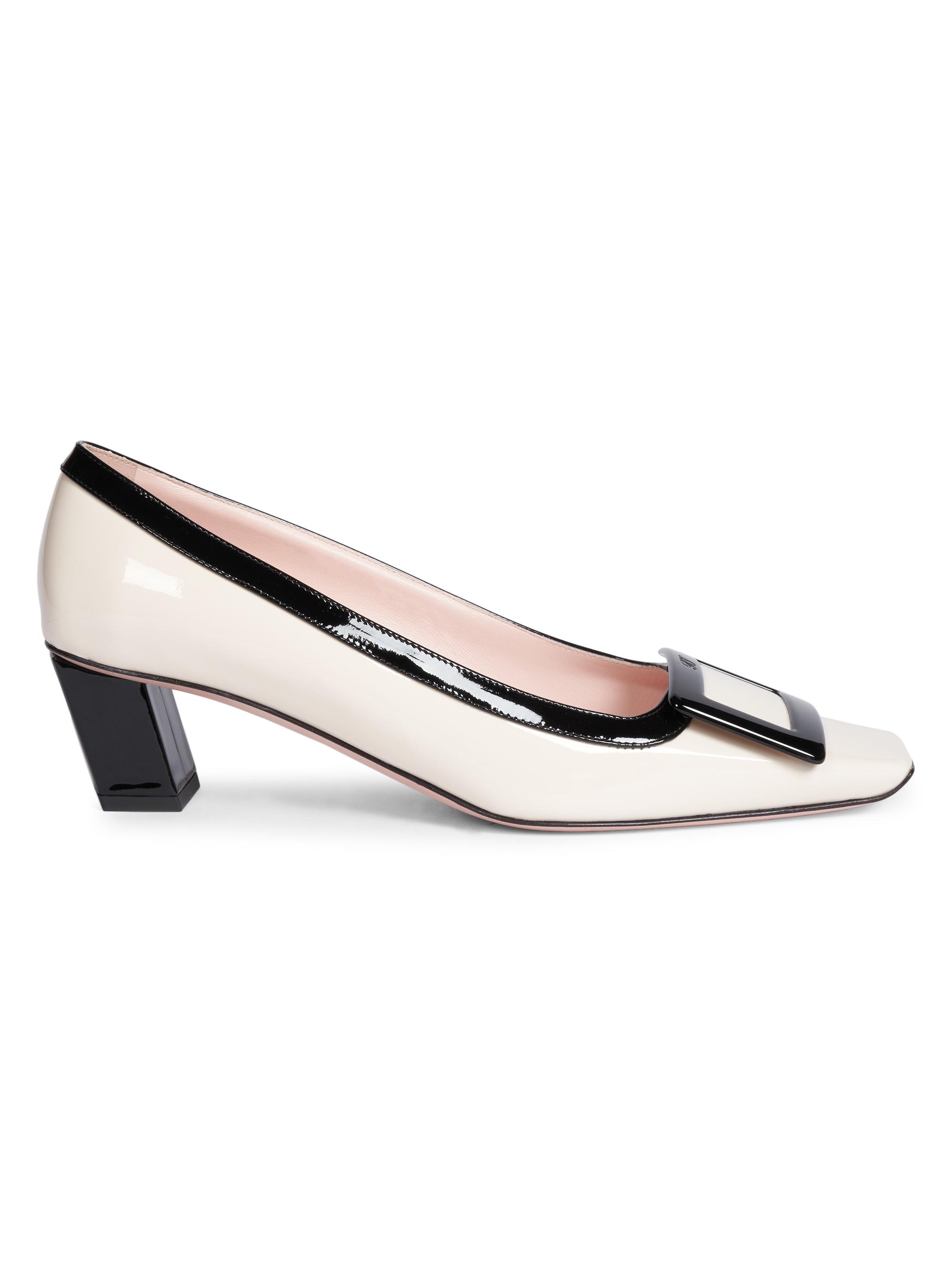 Roger Vivier Women's Belle Vivier 45MM Patent Leather Buckle Pumps - Cream Black