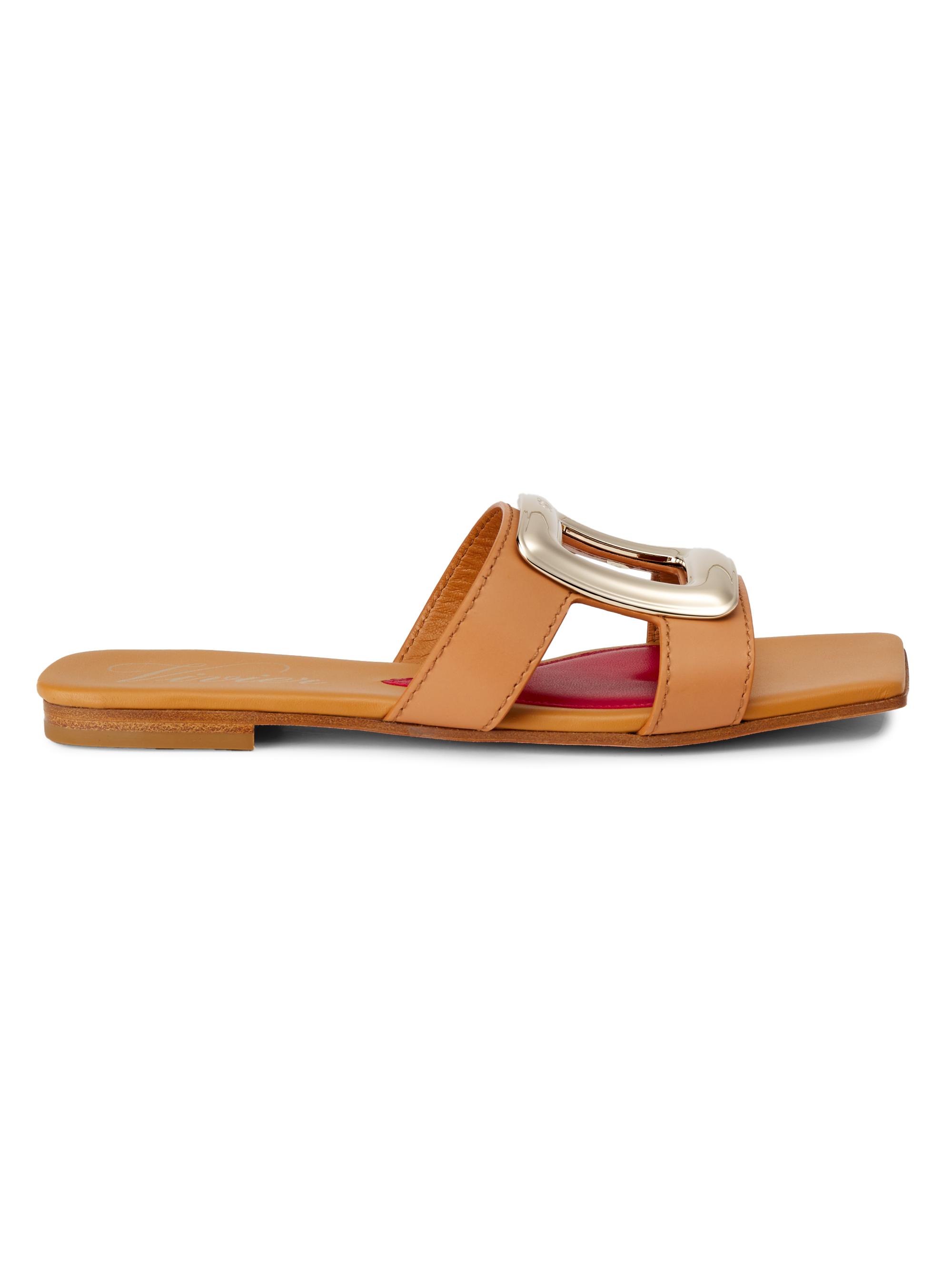 Roger Vivier Women's New Metal Buckle Leather Sandals - Cuoio