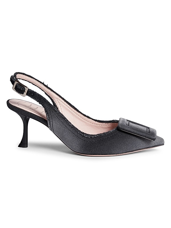 Shop Roger Vivier Fringed 65MM Denim Slingback Pumps | Saks Shop Roger Vivier Fringed 65MM Denim Slingback Pumps | Saks