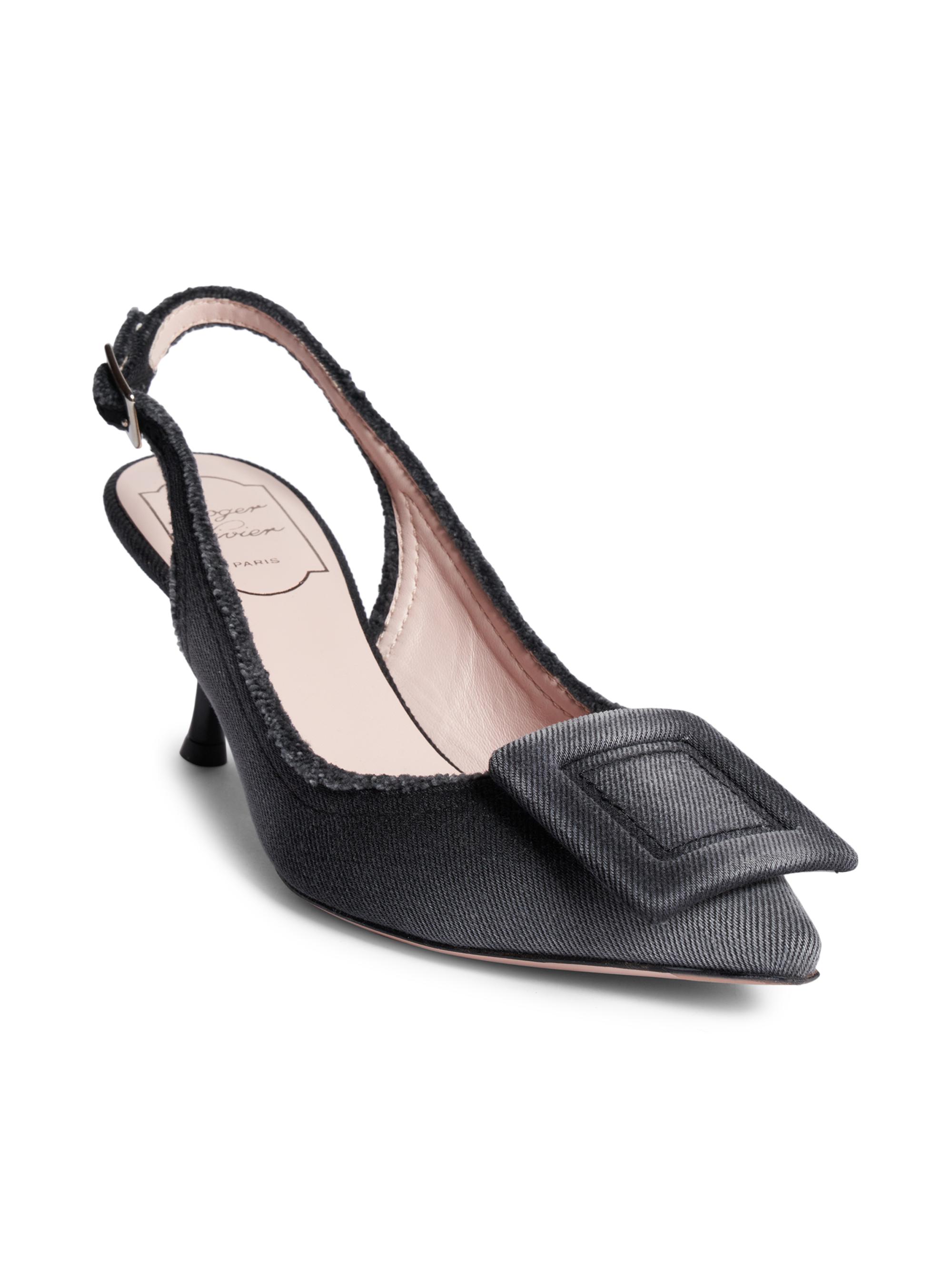 Roger Vivier Women's Fringed 65MM Denim Slingback Pumps - Nero