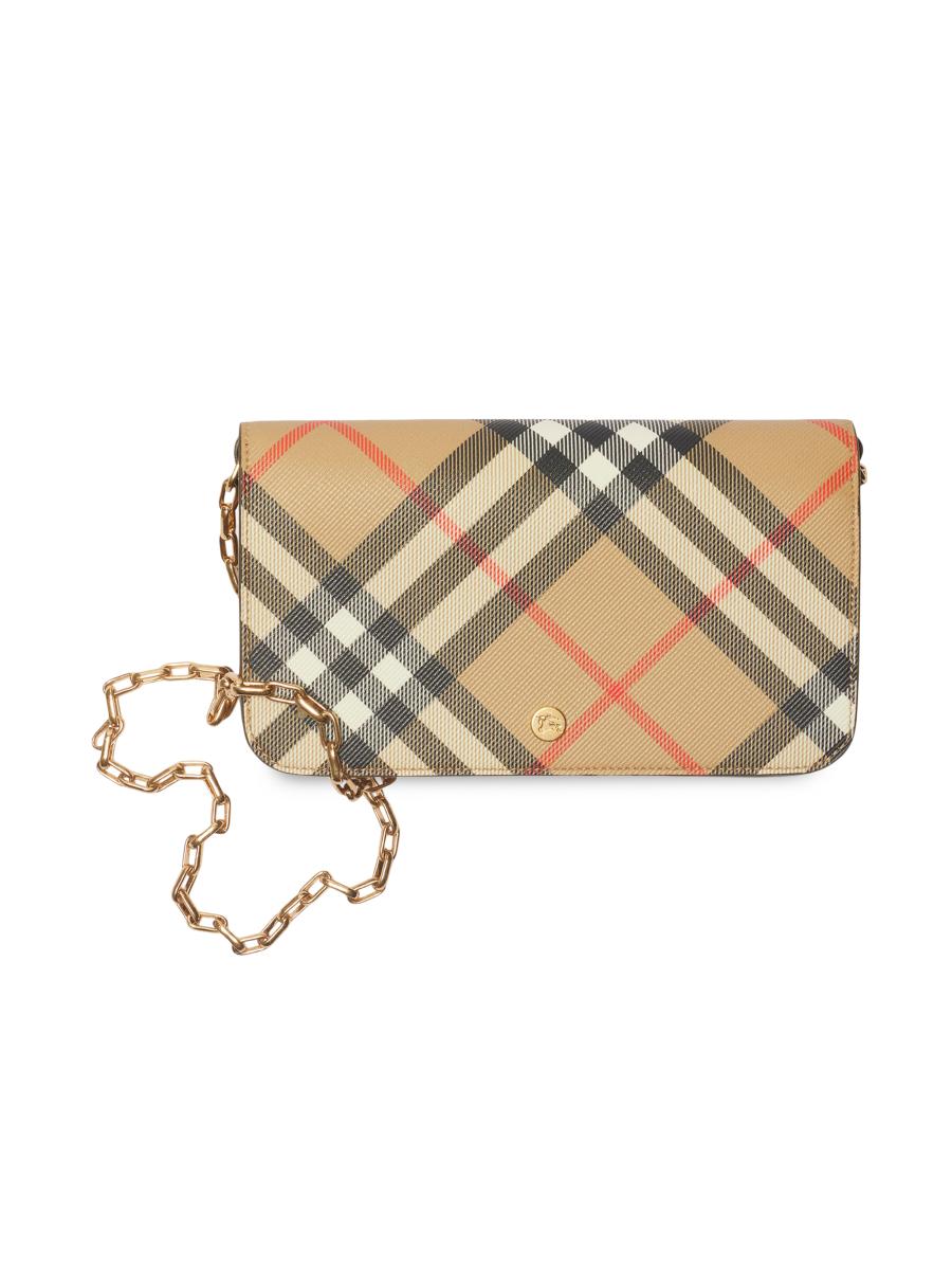 Burberry Check Twill Chain Wallet | Saks Fifth Avenue