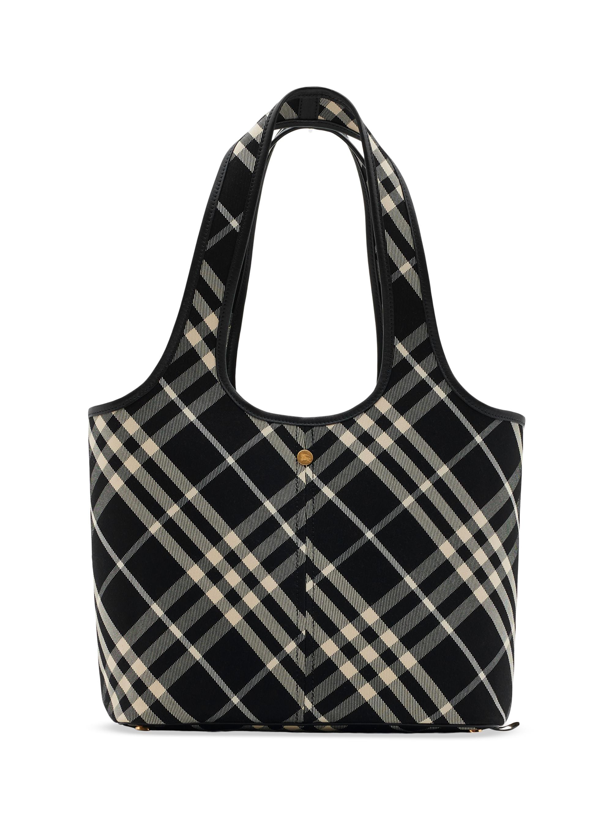 Burberry Women's  Check Cotton Twill Tote Bag - Black Multi