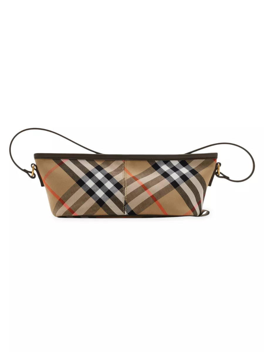Shop Burberry Mini Check Cotton Twill Shoulder Bag | Saks Shop Burberry Mini Check Cotton Twill Shoulder Bag | Saks