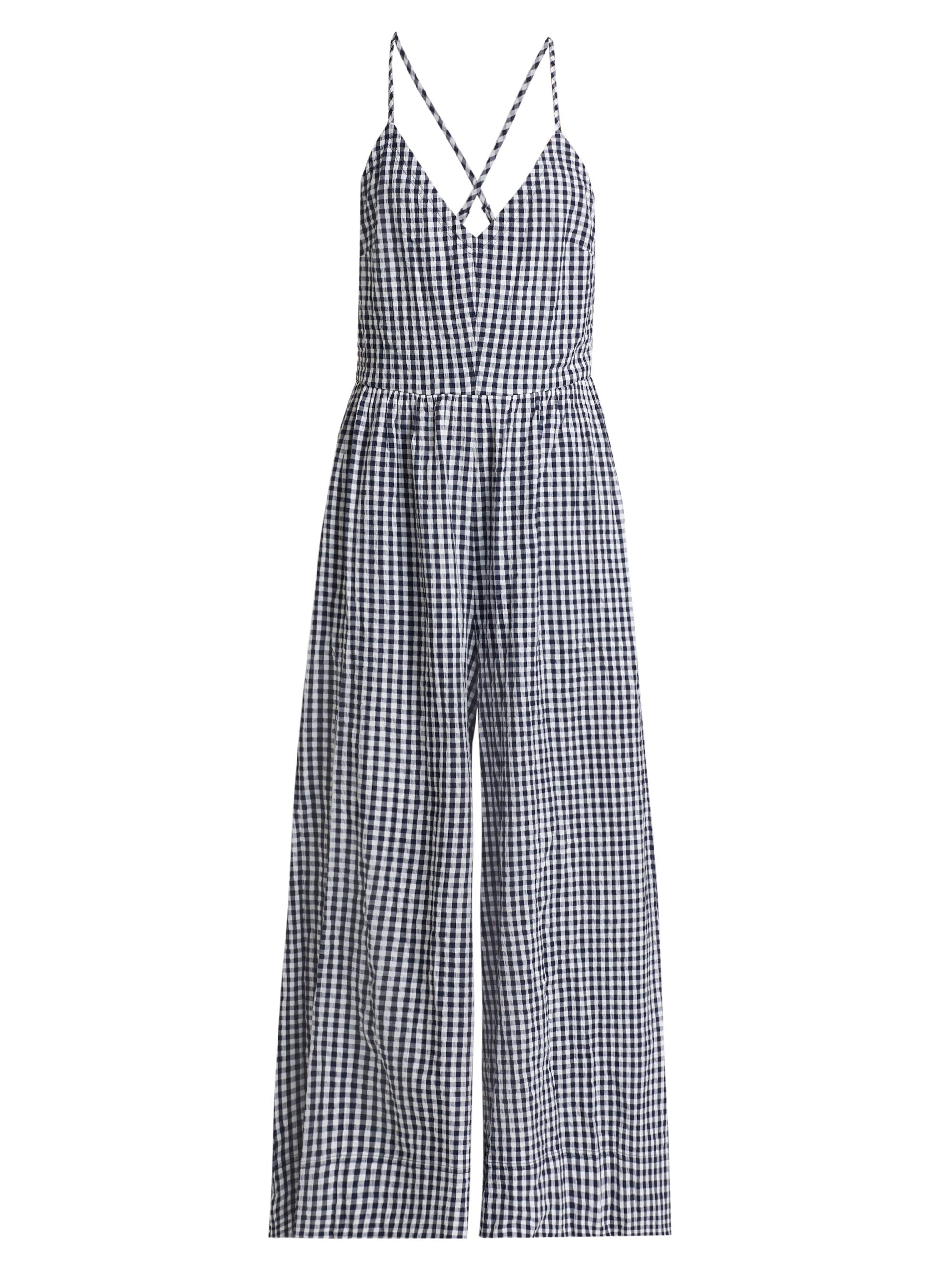 Splendid Women's Gabrielle Gingham Cotton-Blend Jumpsuit - Navy White