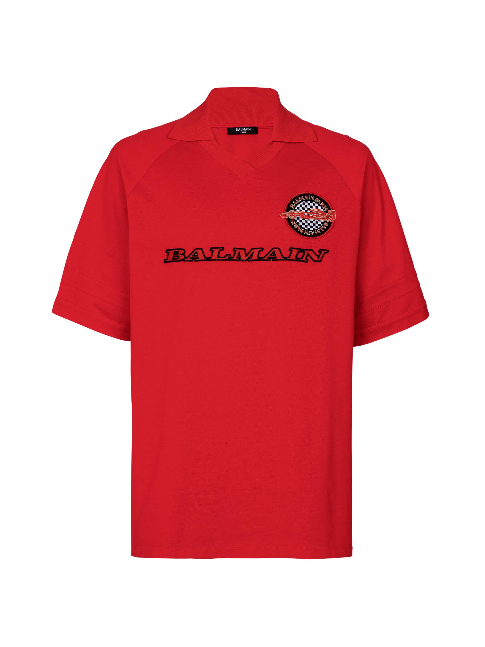 Balmain Men's  x Formula 1 Cotton Polo Shirt - Rouge