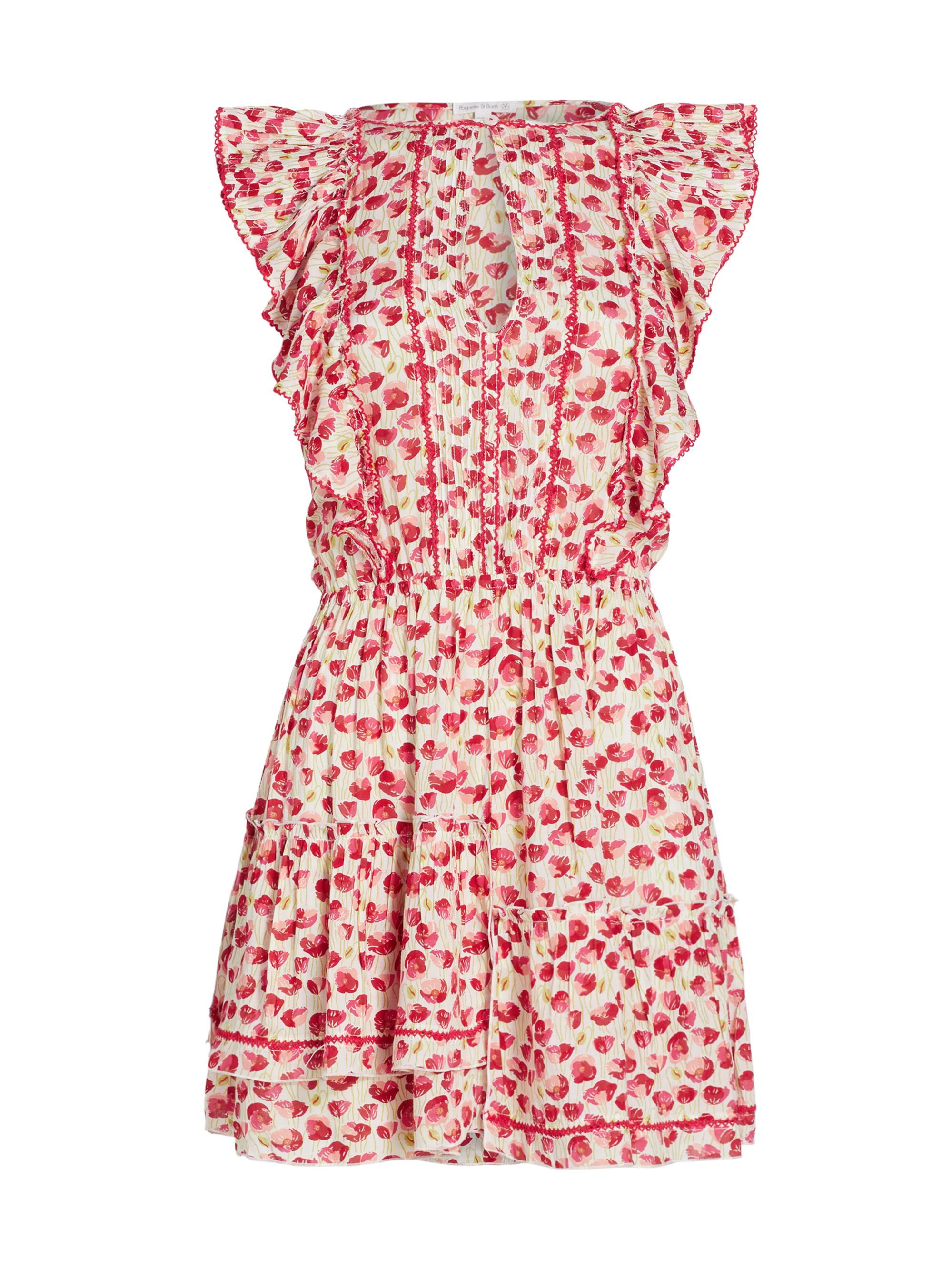Poupette St Barth Women's Bambi Floral Ruffled Keyhole Minidress - White Red Alamy