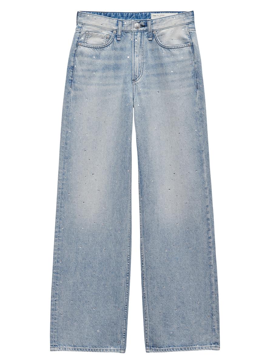 【関税込み】rag & bone ブルー Logan ミッドライズ ジーンズ rag & boneのブルー The Logan ミッドライズ ワイドレッグ