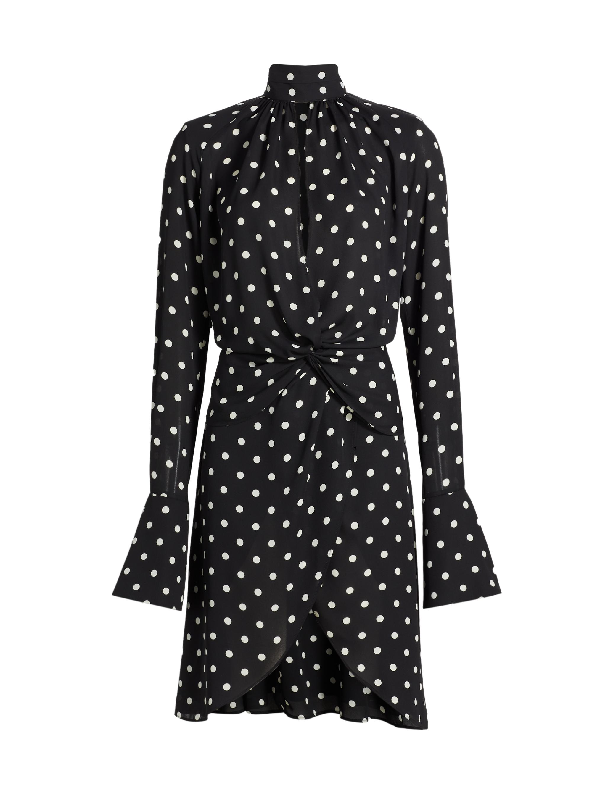 Nina Ricci Women's Polka Dot Crêpe De Chine Cut-Out Midi-Dress - Black With White Dots