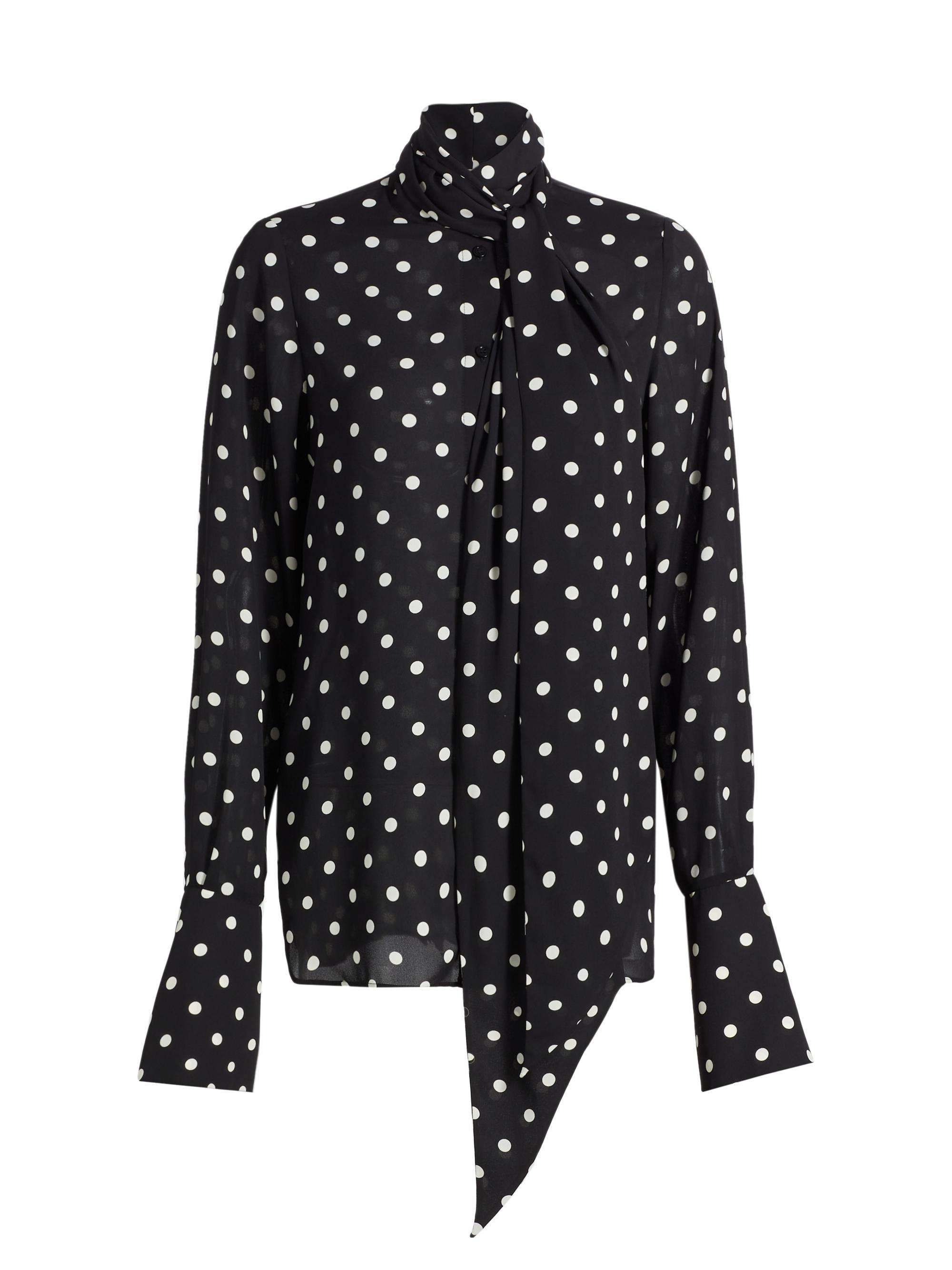 Nina Ricci Polka Dot Crêpe Tie-Neck Blouse Saks Fifth Avenue