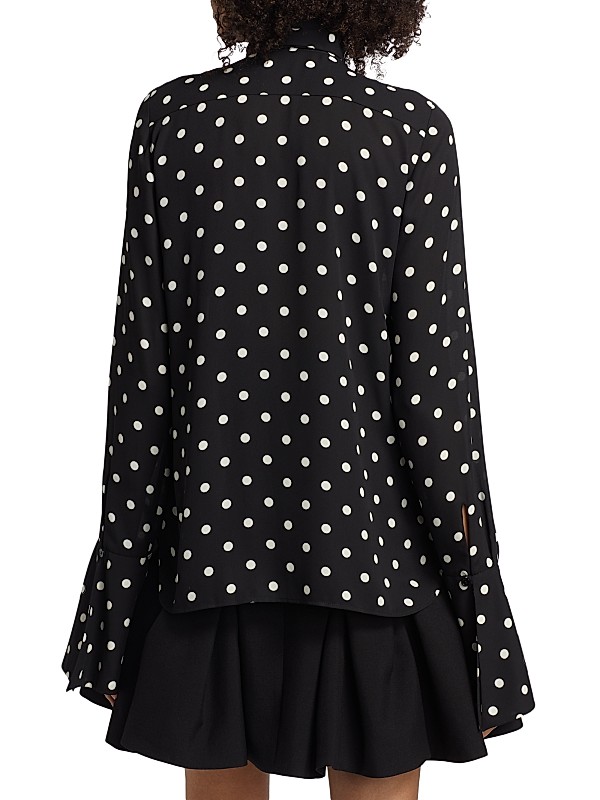 Chiffon Long Pagoda Sleeve Dots Round neck Blouses Chiffon Long Pagoda Sleeve Dots Round neck Blouses