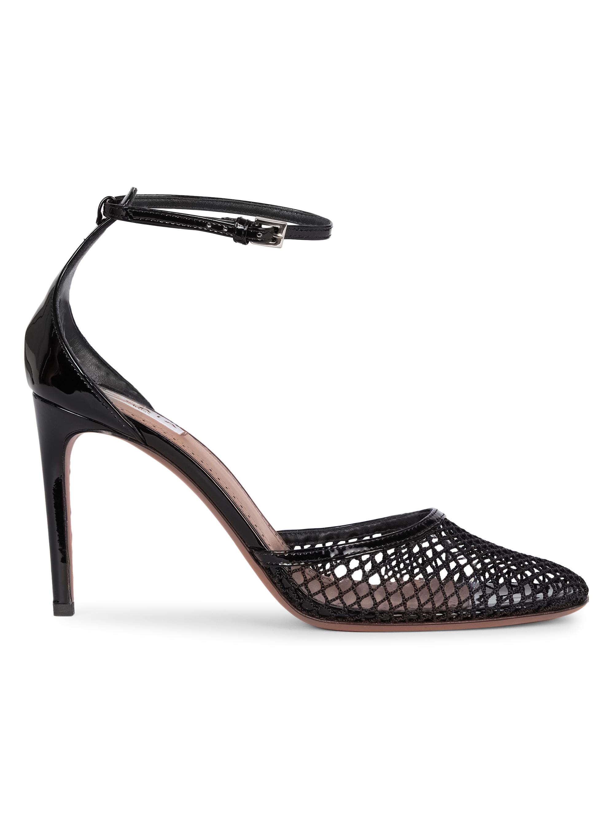 Alaïa Women's 90MM Mesh & Leather Pumps - Noir