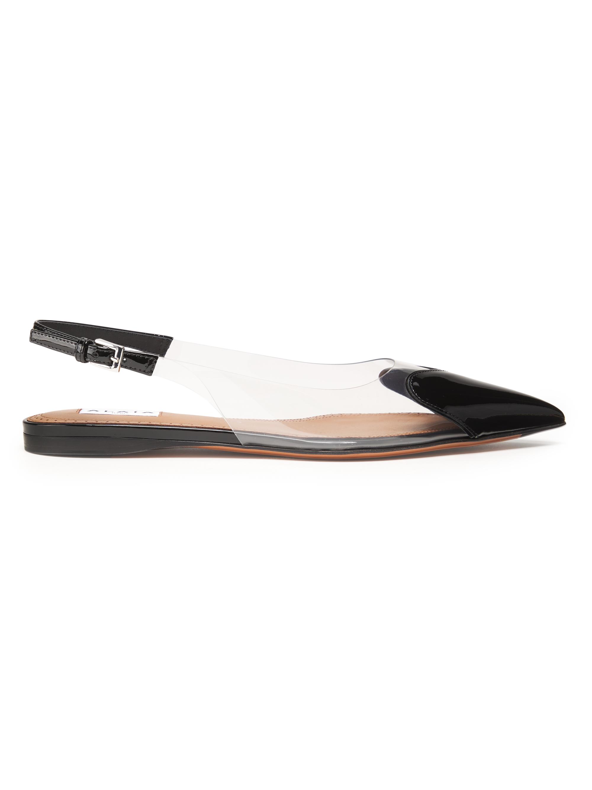 Alaïa Women's Le Coeur Leather Slingback Flats - Noir