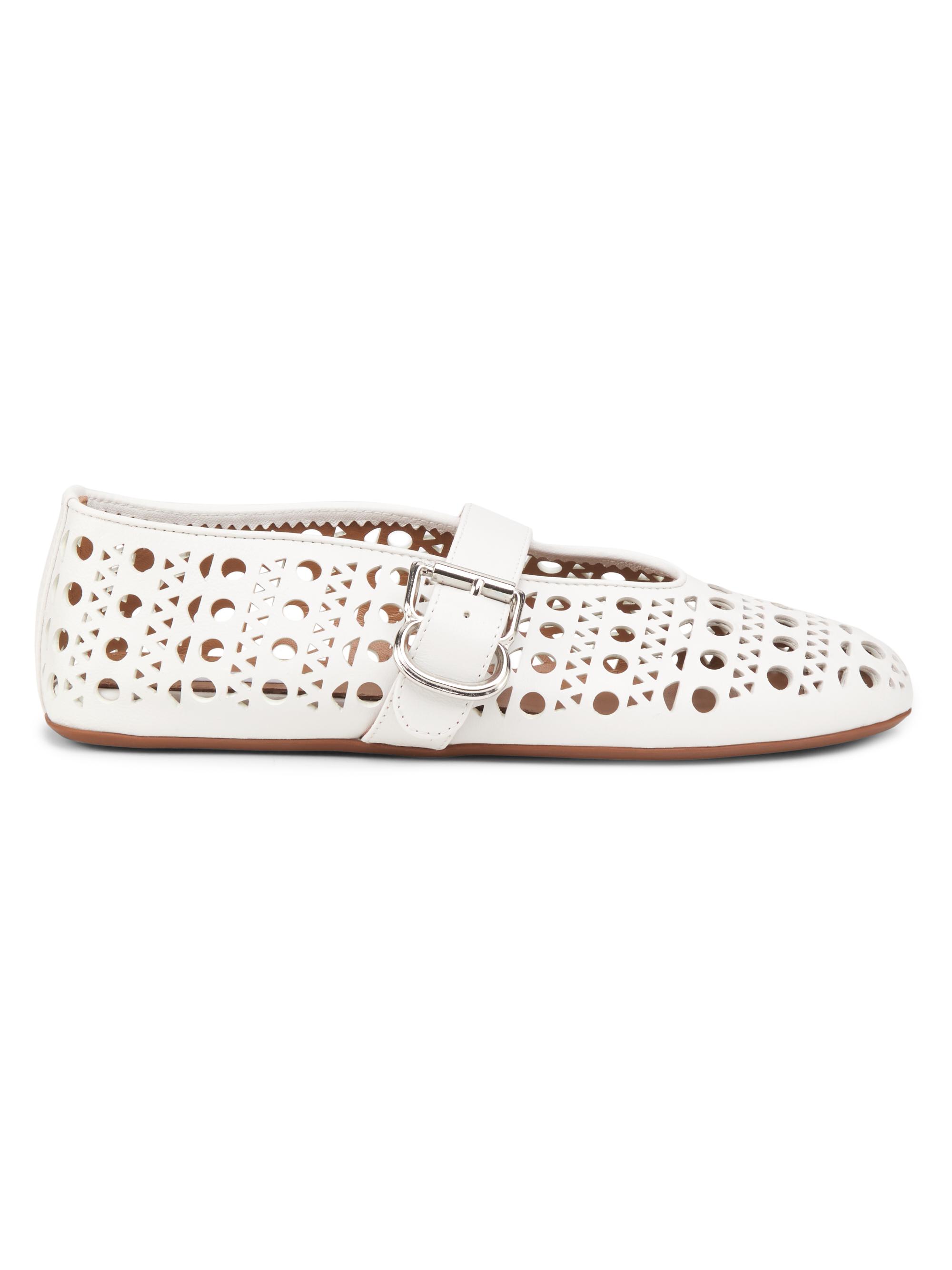 ALAIA Women's Laser-Cut Leather Ballerina Flats - Blanc Casse | Thumbnail 7