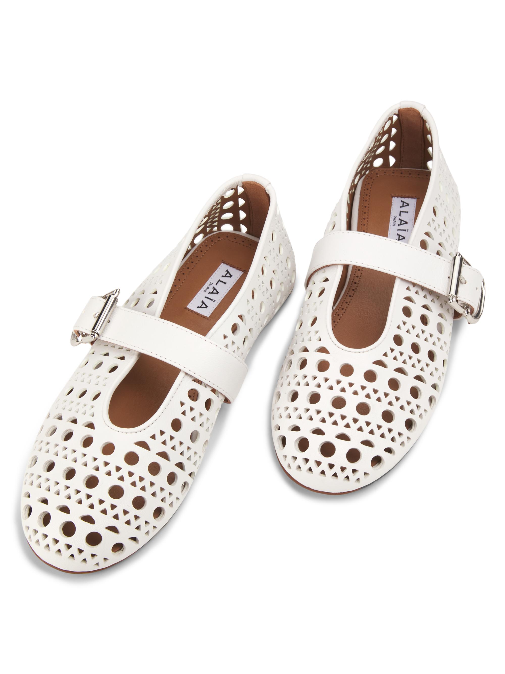 Alaïa Laser-Cut Leather Ballerina Flats | Saks Fifth Avenue