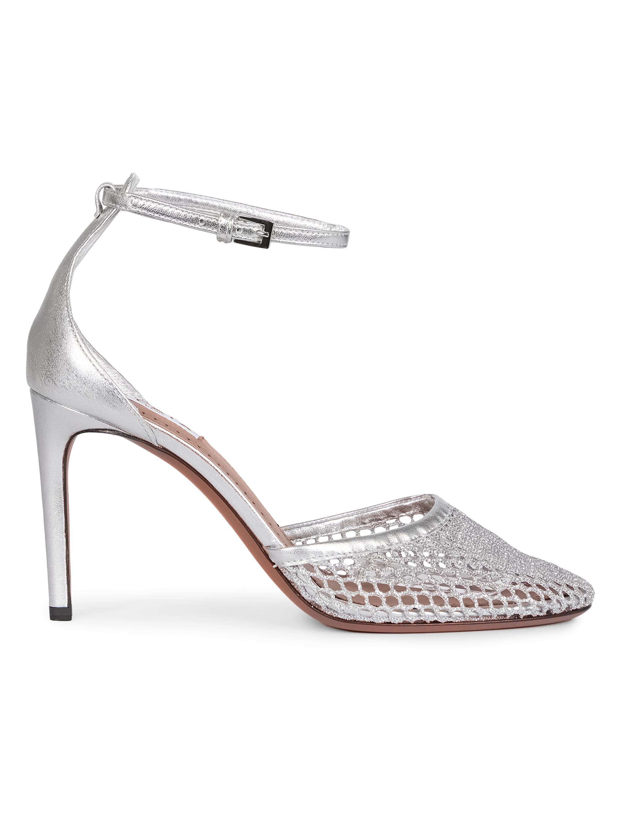 Alaïa Women's 90MM Mesh & Leather Pumps - Argent