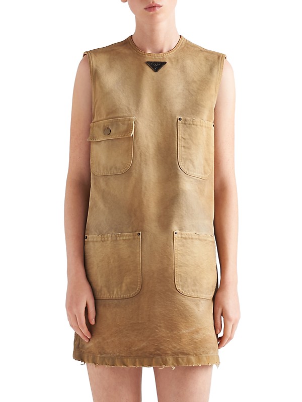 Shop Prada Sleeveless Canvas Mini-Dress | Saks Fifth Avenue Shop Prada Sleeveless Canvas Mini-Dress | Saks Fifth Avenue
