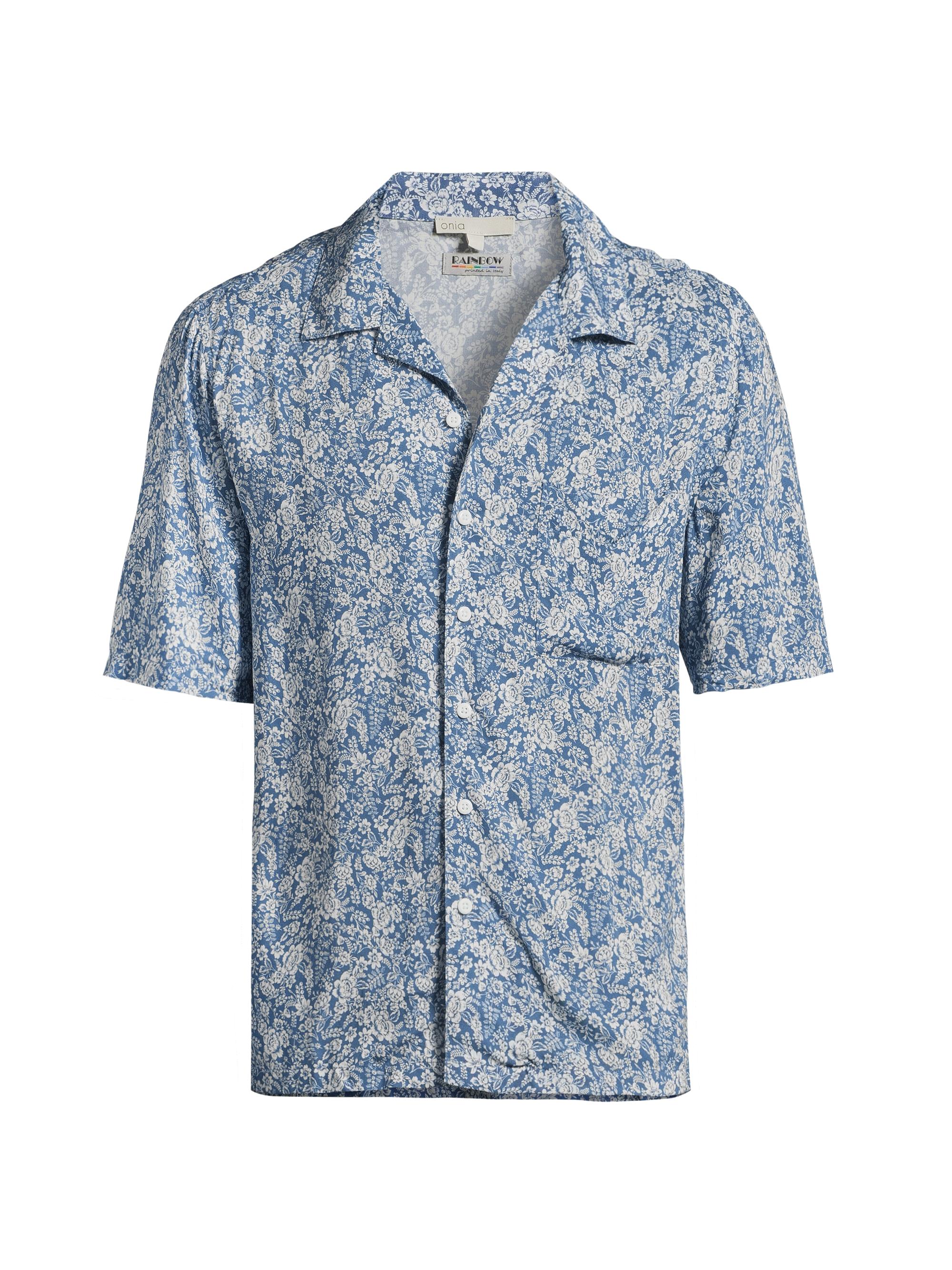 Onia Men's Floral Print Vacation Short-Sleeve Shirt - Moonlight Blue