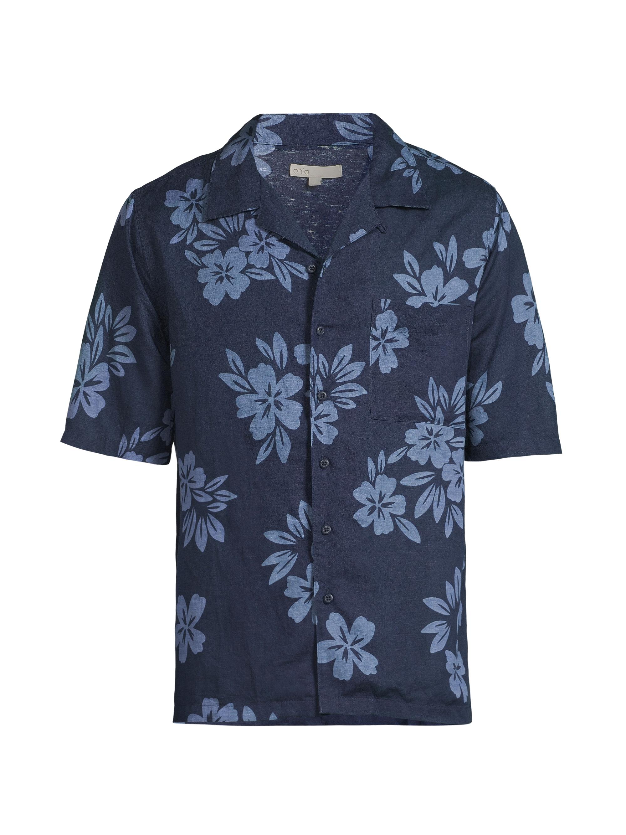 Onia Men's Air Linen Convertible Vacation Shirt - Deep Navy