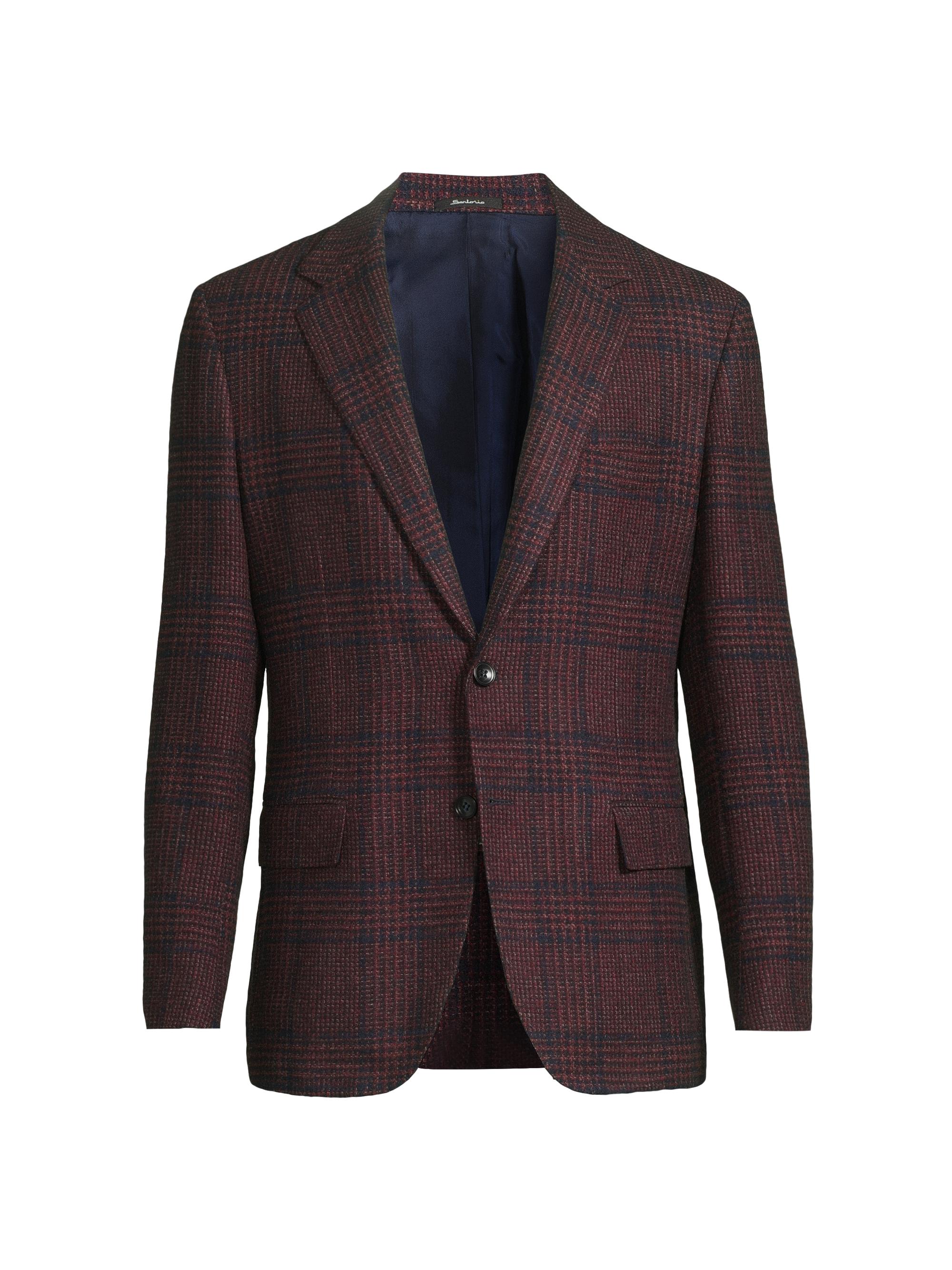 Sartorio Napoli Men's Plaid Wool Sport Jacket - Burgandy Blue
