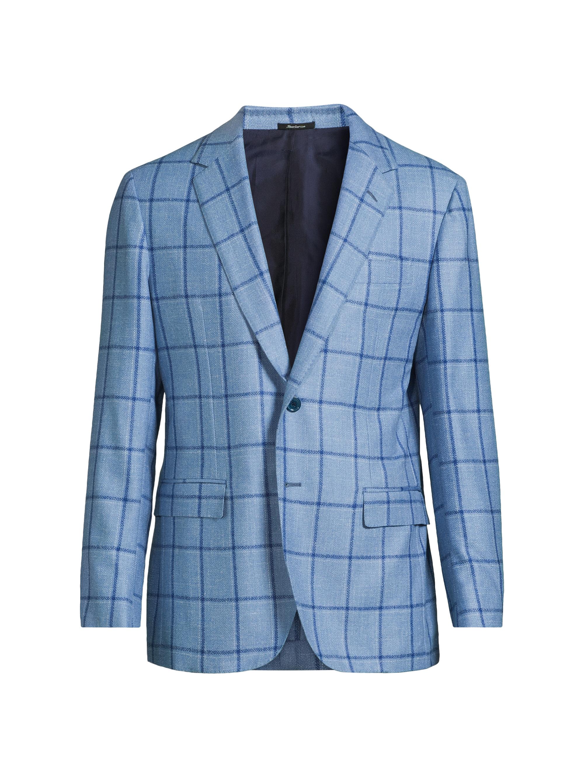 Sartorio Napoli Men's Windowpane Plaid Sport Jacket - Blue