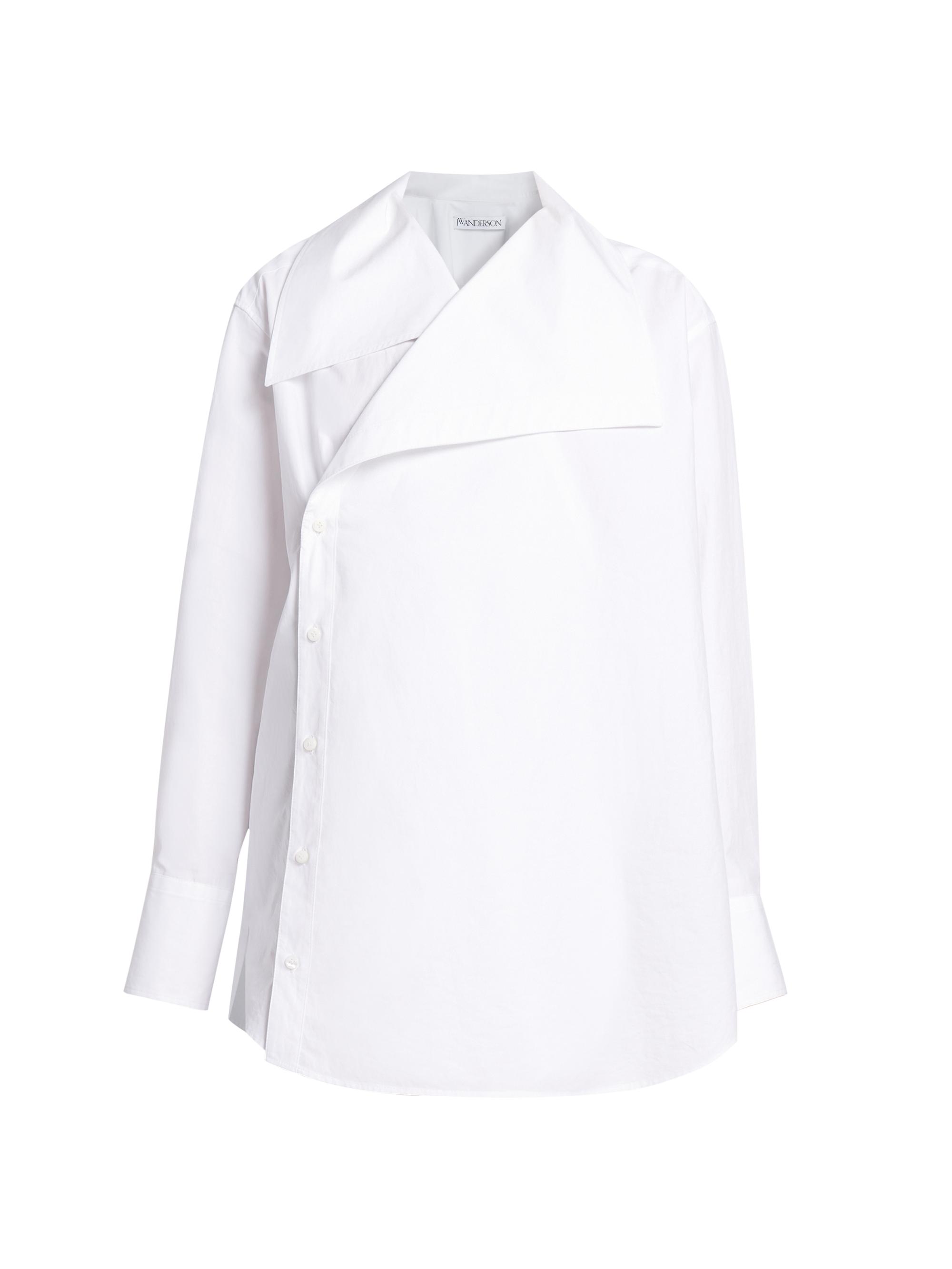 JW Anderson Women's Oversized Collar Cotton Asymmetric Shirt - White