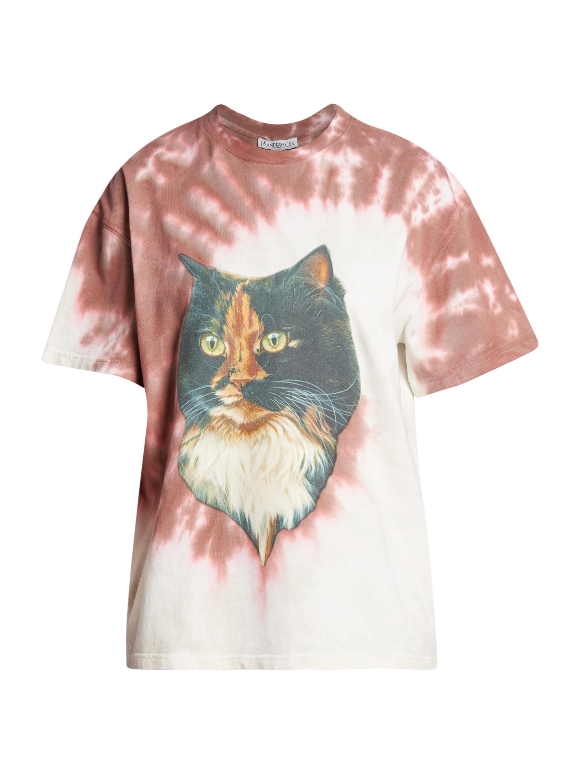 JW Anderson Women's Cat-Print Tie-Dyed T-Shirt - Tobacco
