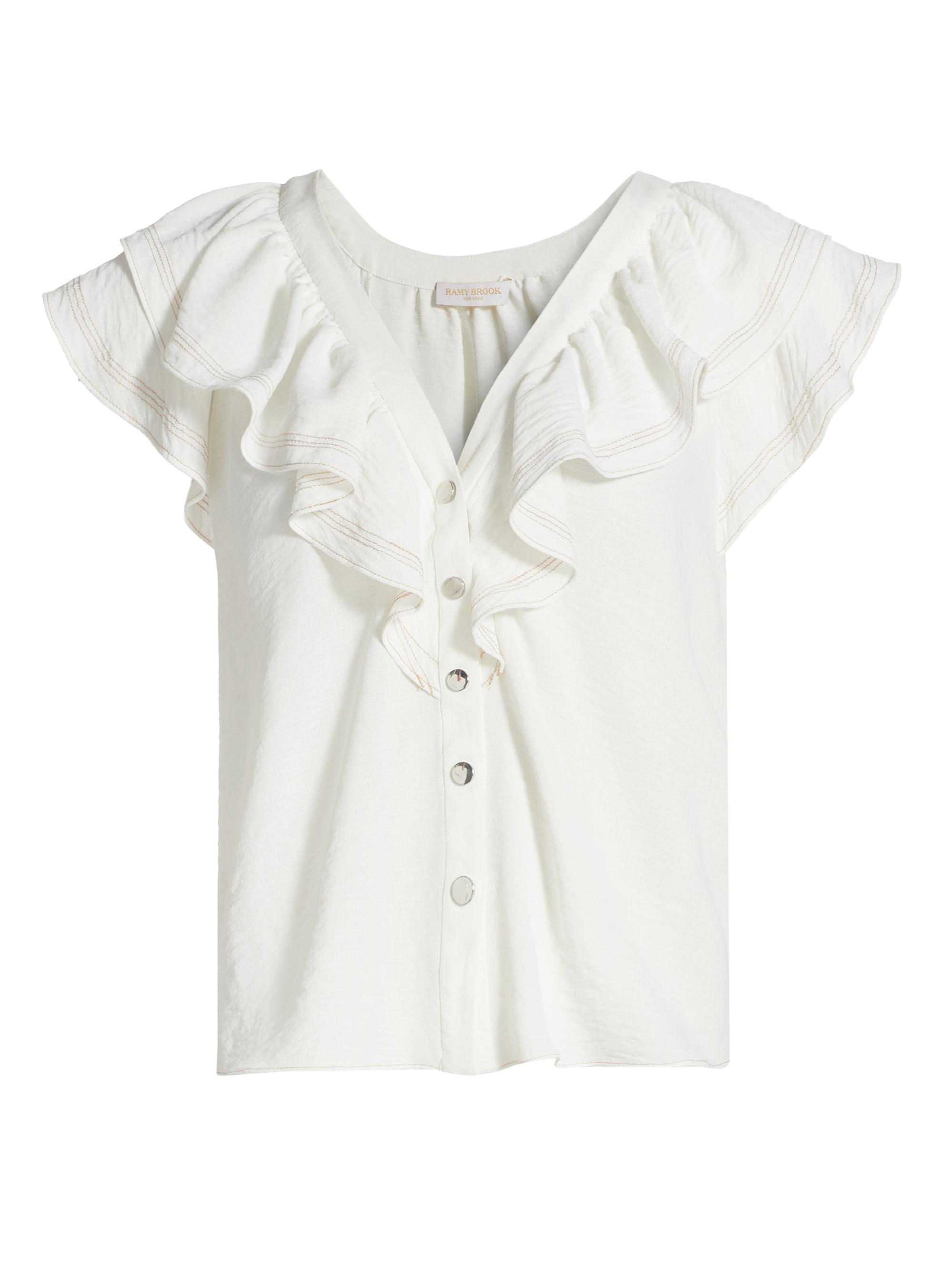 Ramy Brook Women's Lettie Ruffled V-Neck Top -