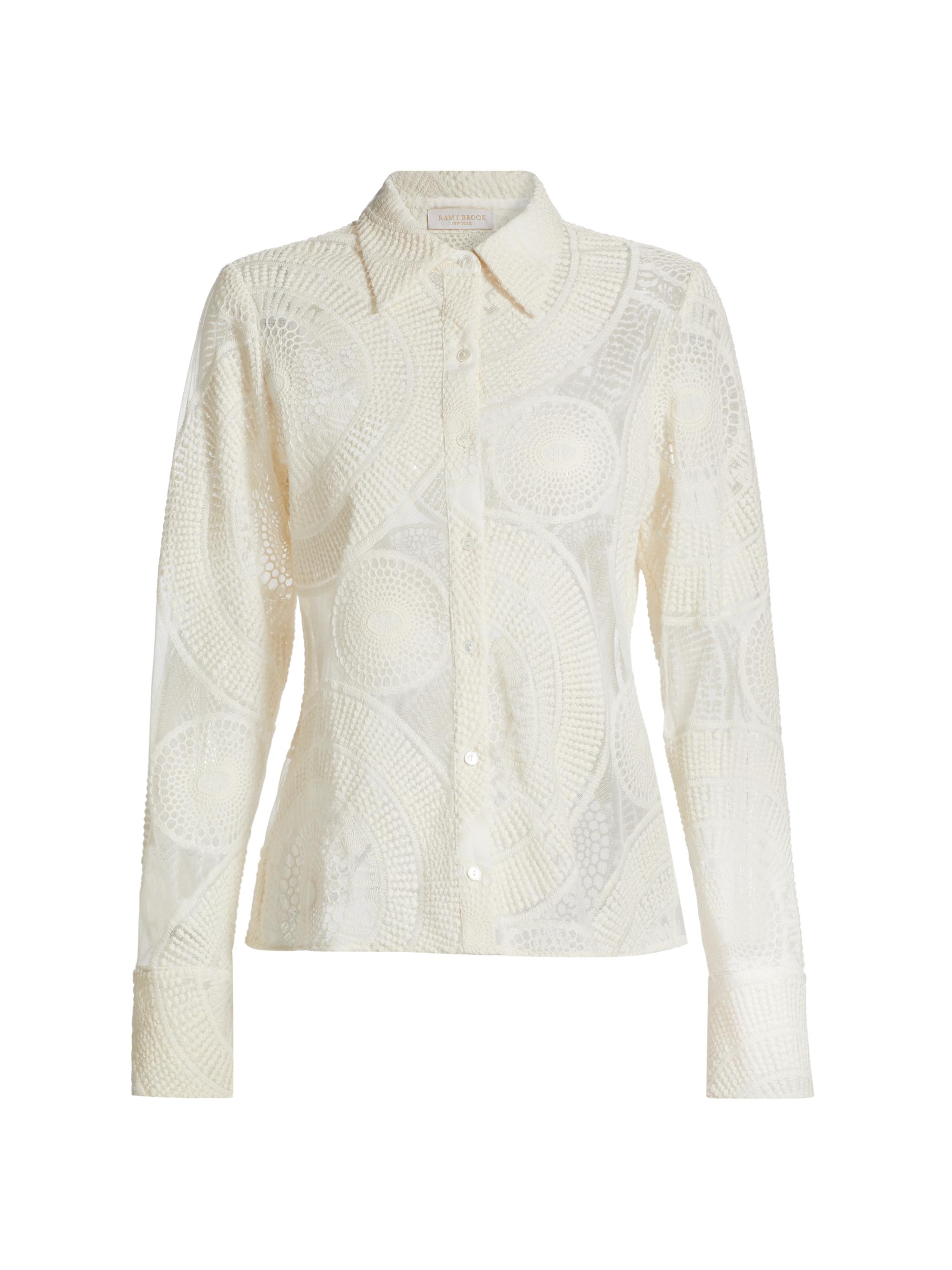 Ramy Brook Women's Hulda Tulle Embroidered Shirt - Rattan Circular