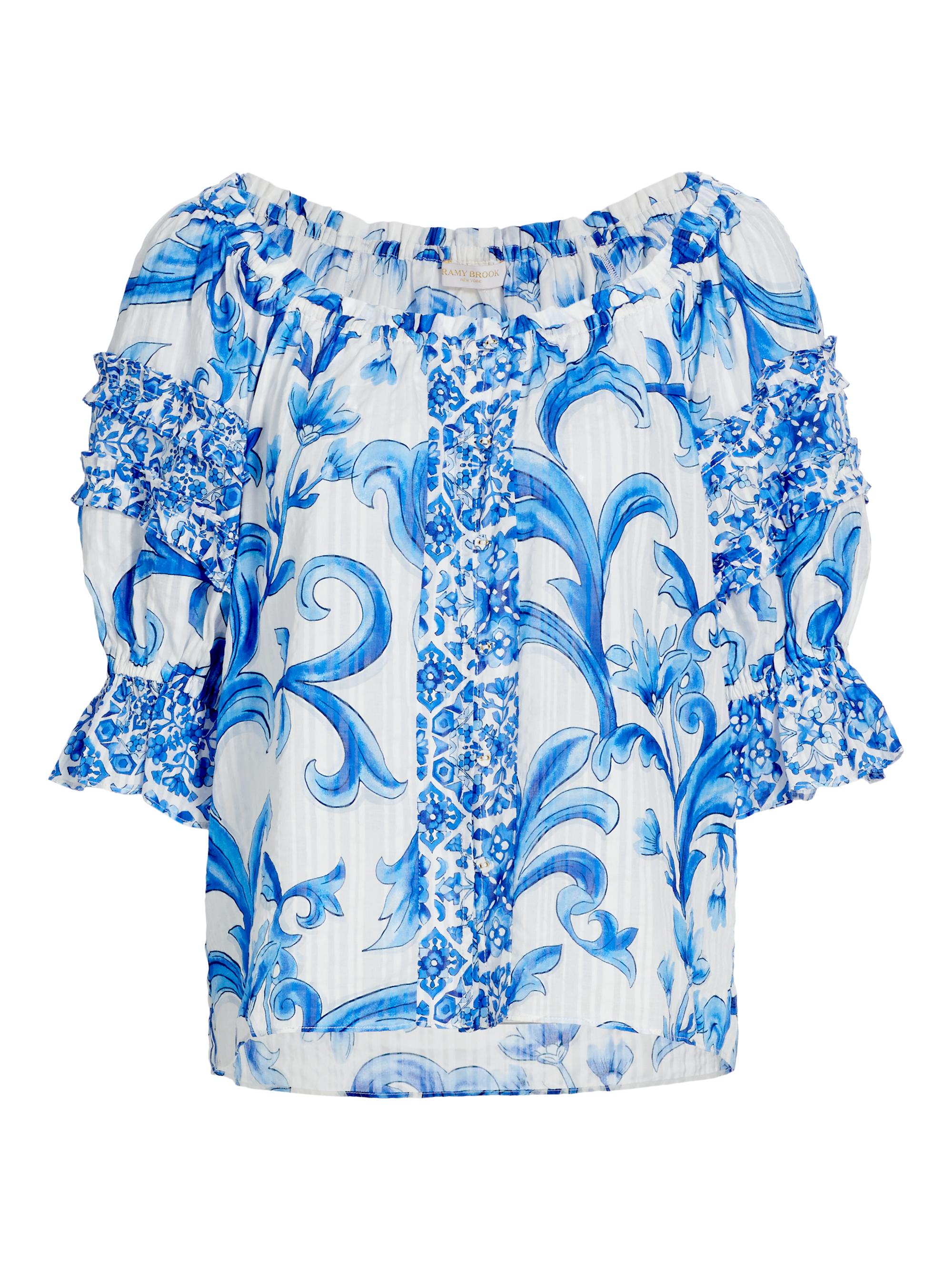 Ramy Brook Women's Lula Floral Off-the-Shoulder Top - Spring Navy Positano