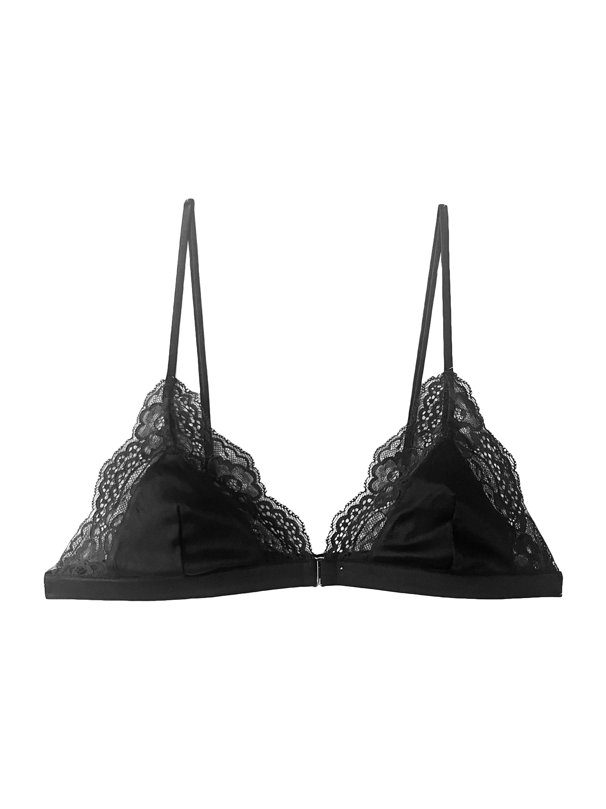 Fleur du Mal Women's Naomi Lace Wireless Triangle Bra - Black
