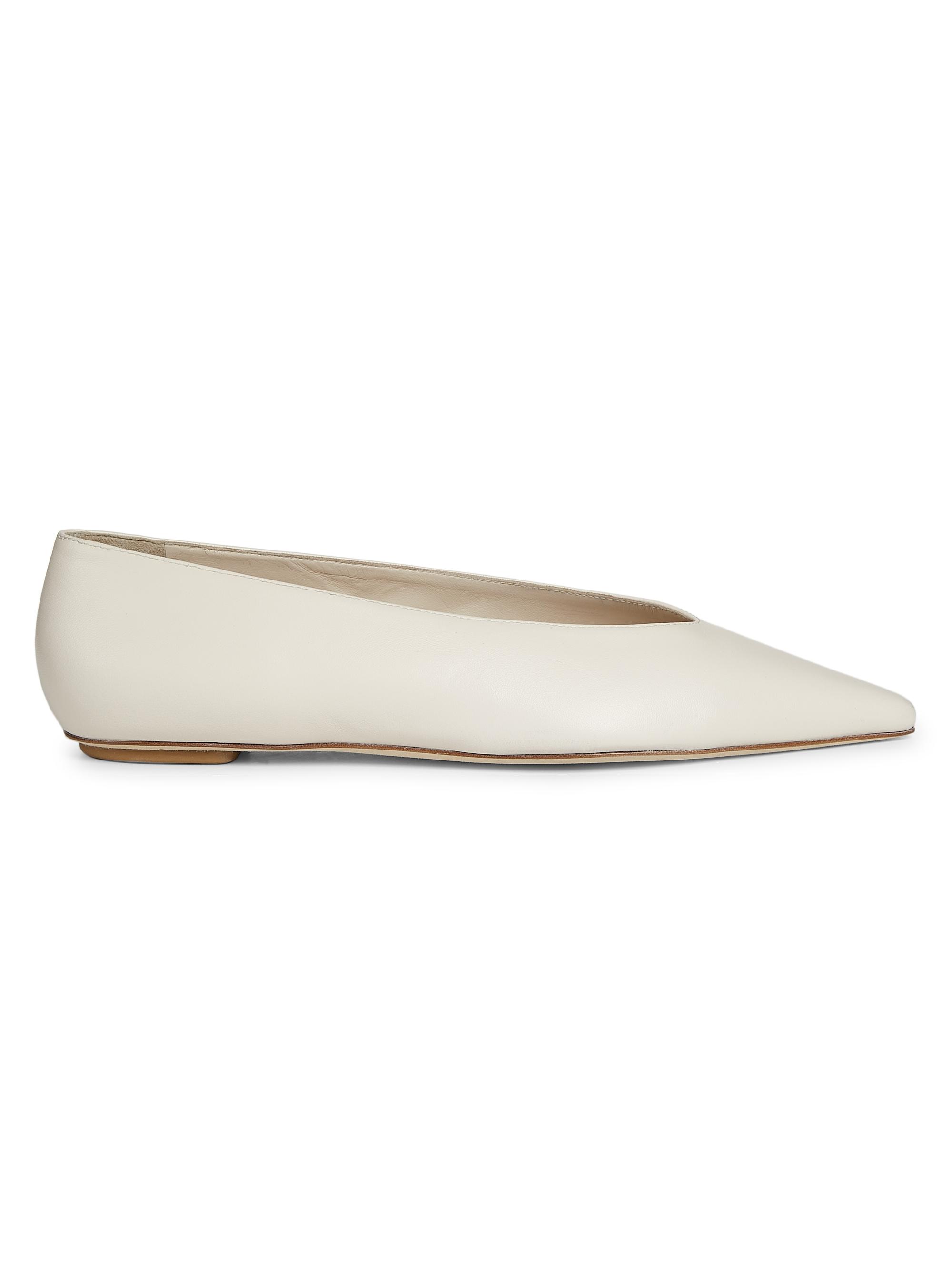 Stuart Weitzman Women's Lina Lacquered Leather Pointed Flats - Seashell