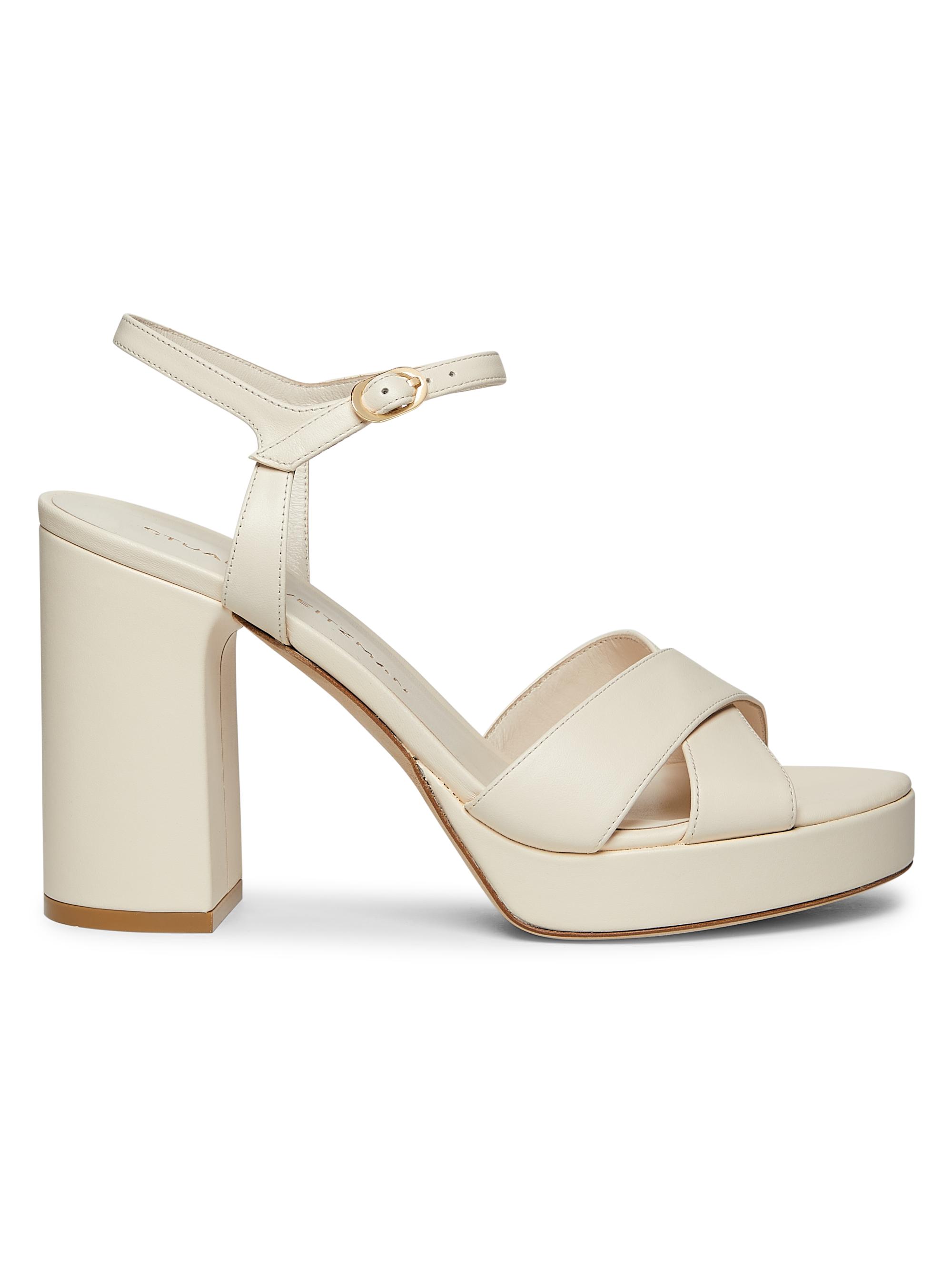 Stuart Weitzman Women's Dayna 100MM Metallic Leather Platform Sandals - Seashell