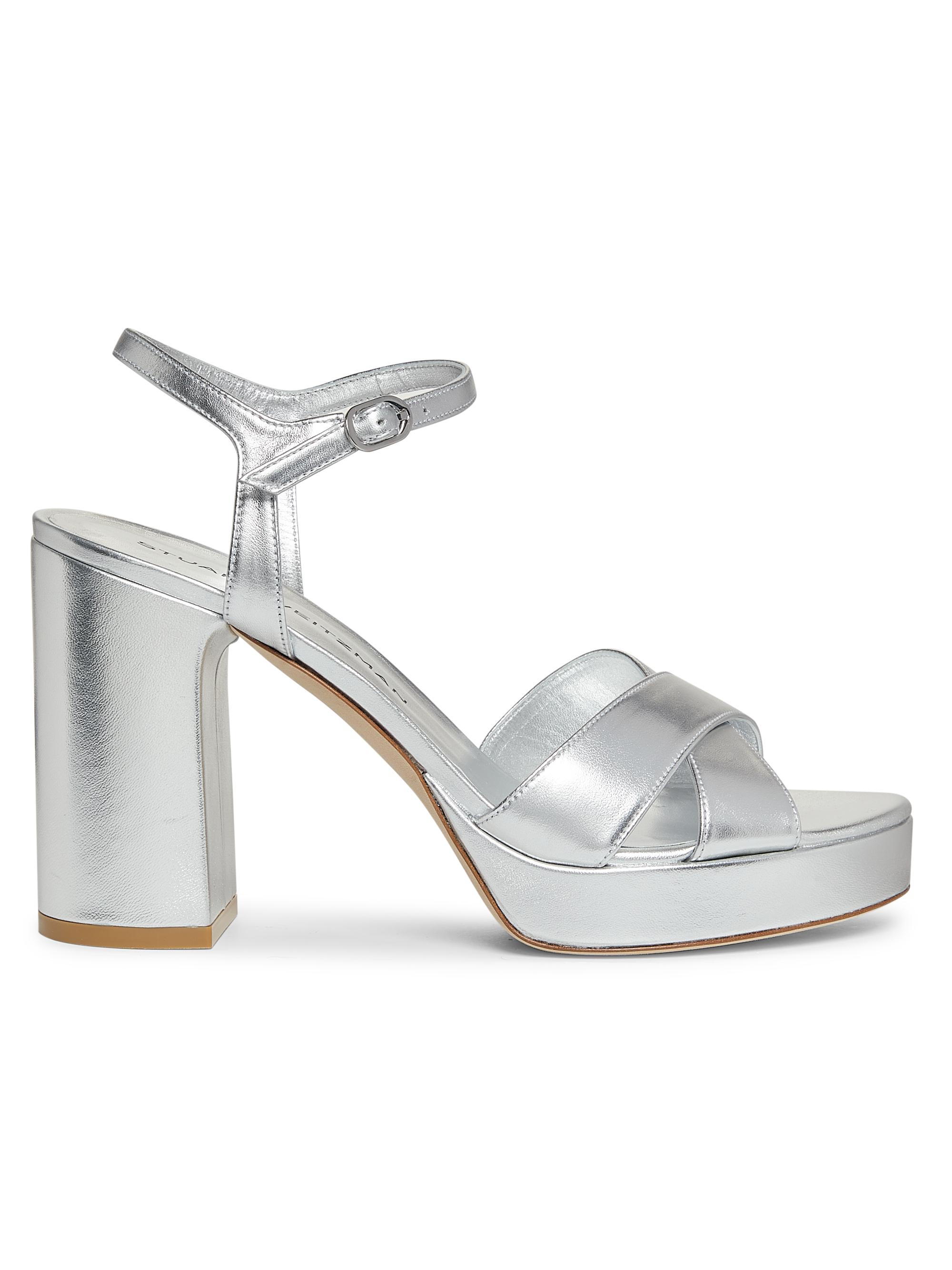 Stuart Weitzman Dayna II 100MM Metallic Leather Platform Sandals