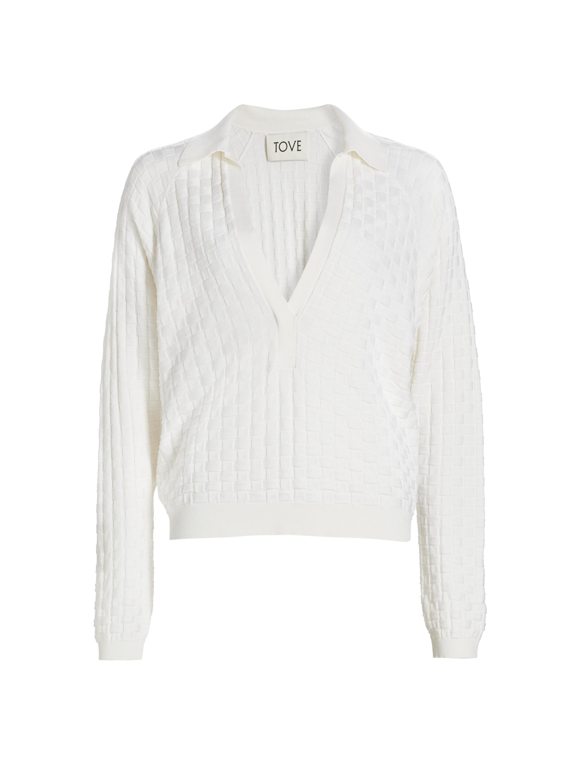 Tove Women's Juniper Knit Merino Wool-Blend Top - White